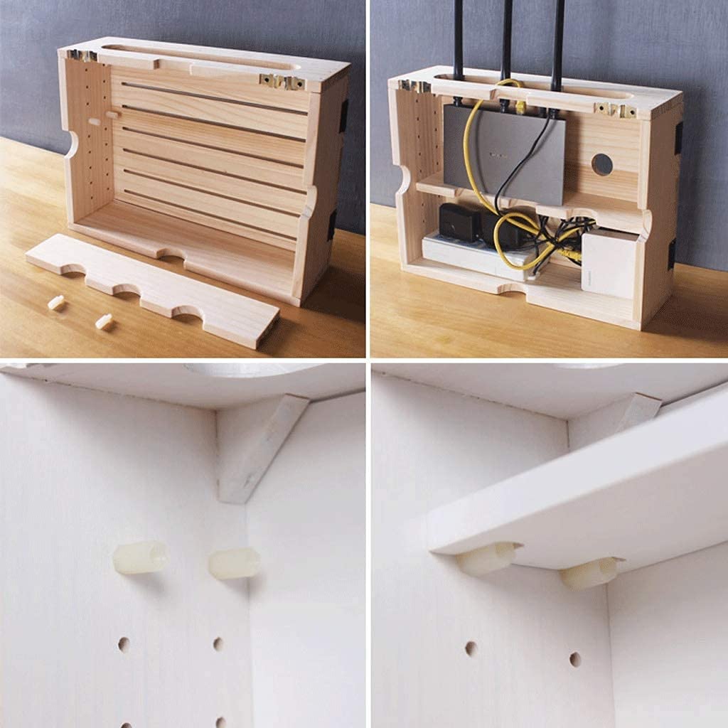 Solid Wood Wall-Mounted Wireless WiFi Router Storage Box - Organizer for Multimedia Set-Top Box, Network Equipment & Weak Current Devices | Home Office & Living Room Decorative Storage Solution