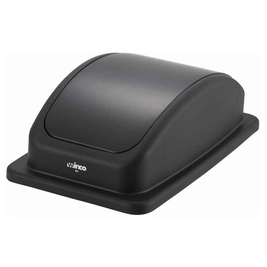Winco 23 Gallon Slender Trash Can Swing Lid - Durable Black Trash Can Cover for Kitchen, Bathroom & Office Waste Bins