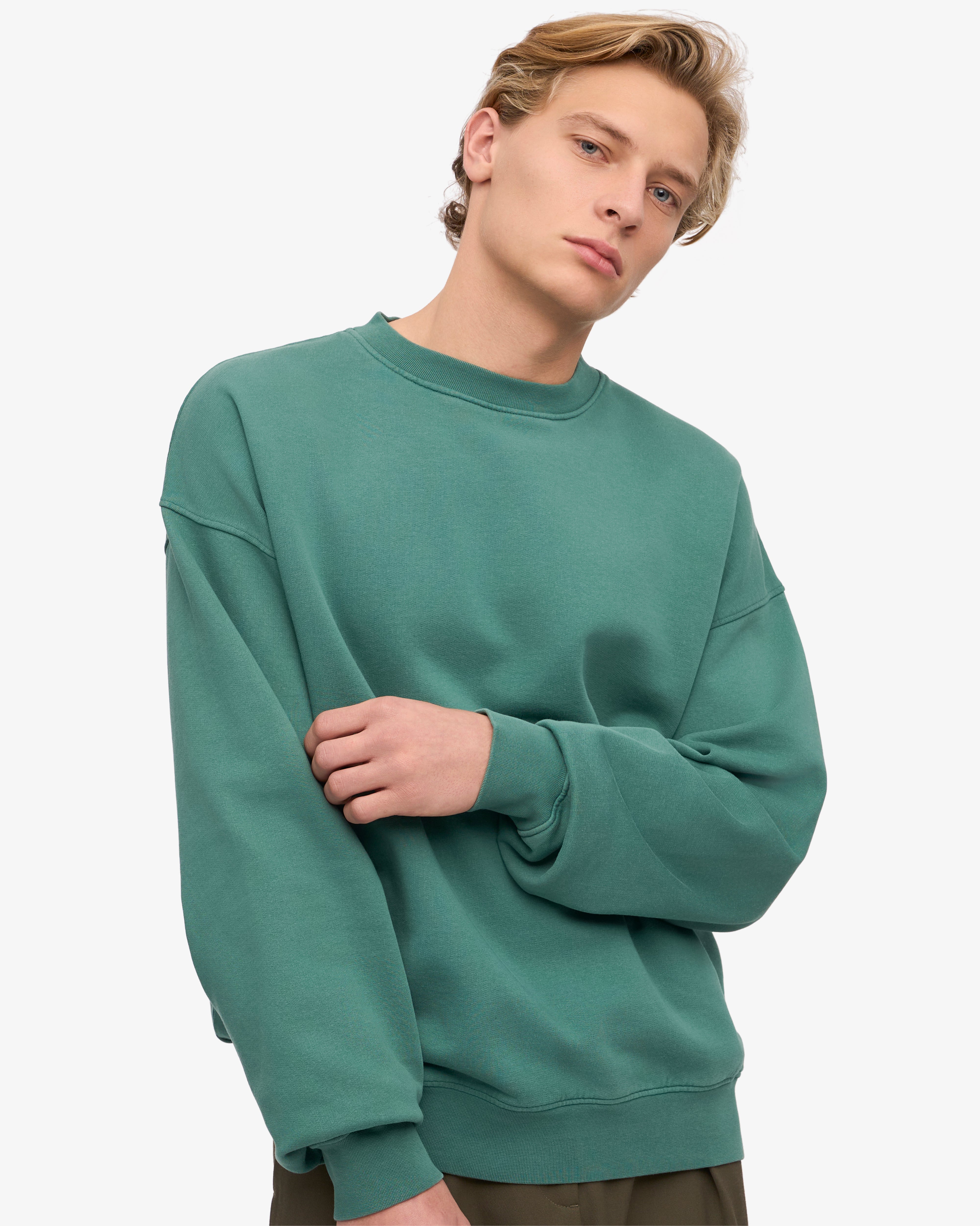 Organic Oversized Crewneck Sweatshirt for Women - Soft & Comfortable Pine Green Pullover - Perfect for Casual Wear, Lounge & Street Style