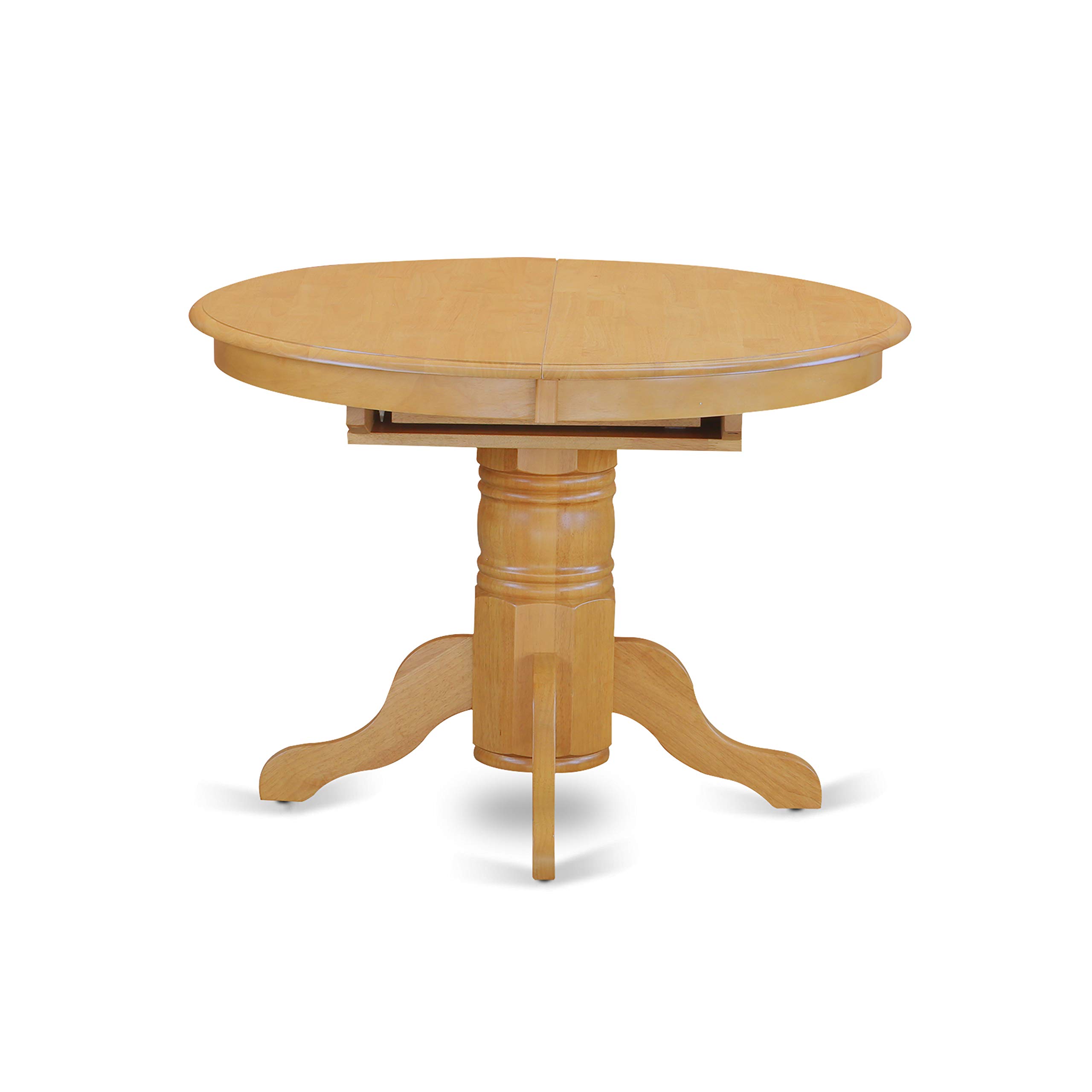 East West Furniture AVAB5-OAK-04 5-Piece Oak Dining Room Table Set with Butterfly Leaf & 4 Linen Fabric Chairs - 42x60 Inch Oval Kitchen Table for Family Gatherings & Dinner Parties
