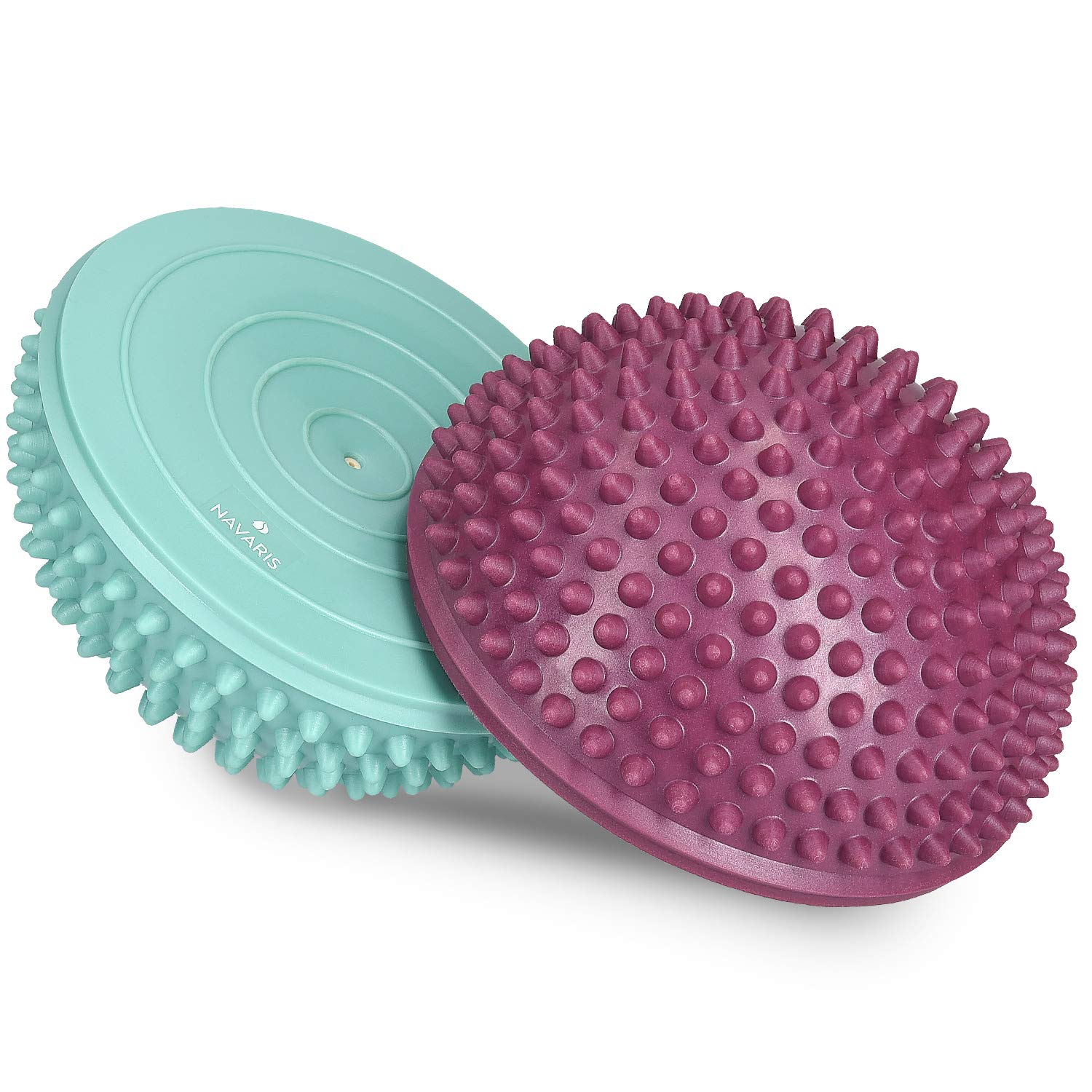 Navaris 2-Pack Hedgehog Balance Pods - Spiky Fitness Domes for Stability Training, Foot Massage & Sports | Non-Slip Exercise Equipment for Home Gym, Yoga & Physical Therapy (Multiple Colors)