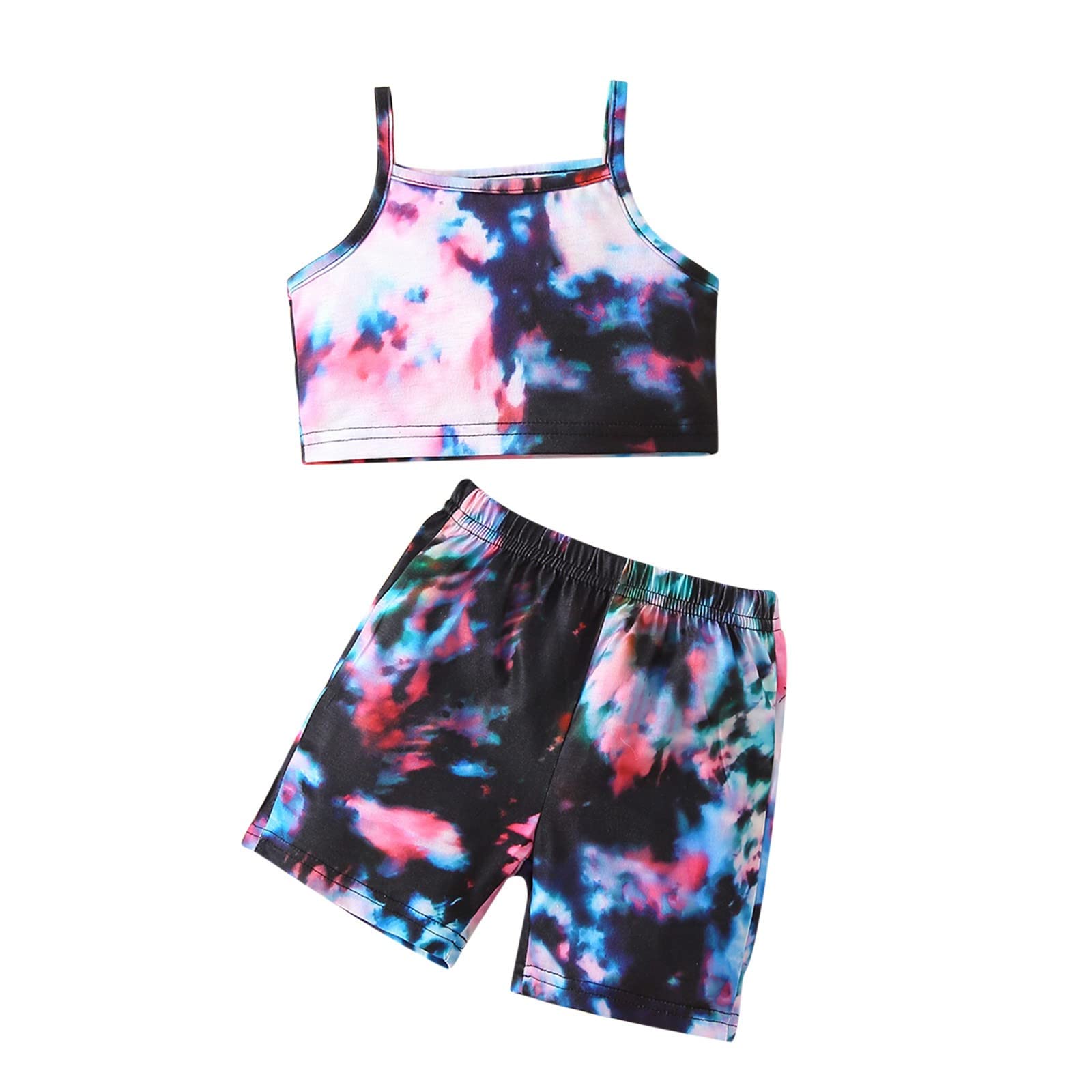 Baby Girls & Boys Summer Clothes Set - Newborn Infant Tie Dye Sleeveless Vest T-Shirt & Shorts Outfit | Cute Casual Wear for Playtime, Beach & Family Photos