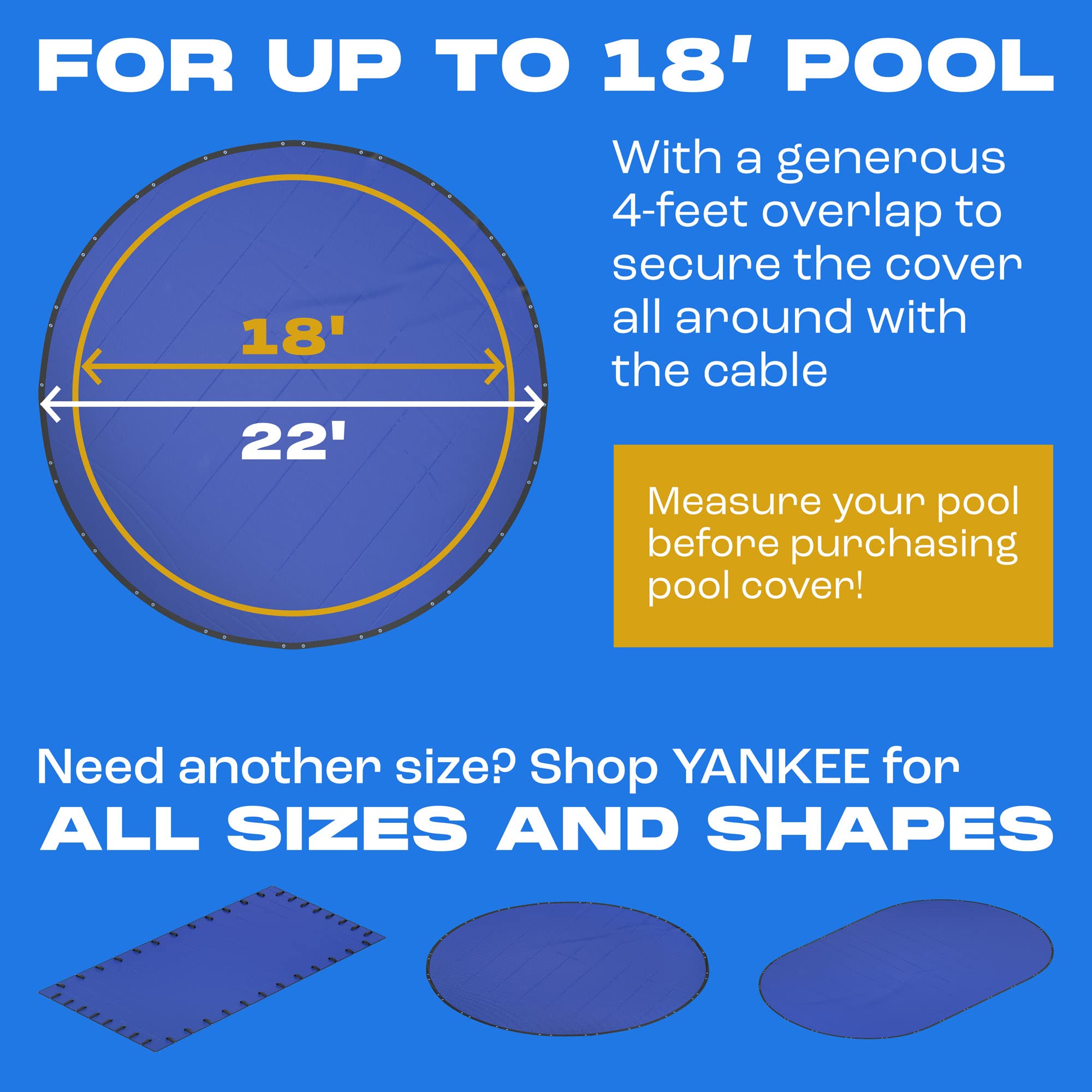 **18 ft Round Winter Pool Cover for Above Ground Pools – Extra Thick & Durable Cold & UV-Resistant Cover – Sapphire Series by Yankee Pool Pillow – Perfect for Snow, Ice, and Leaf Protection**