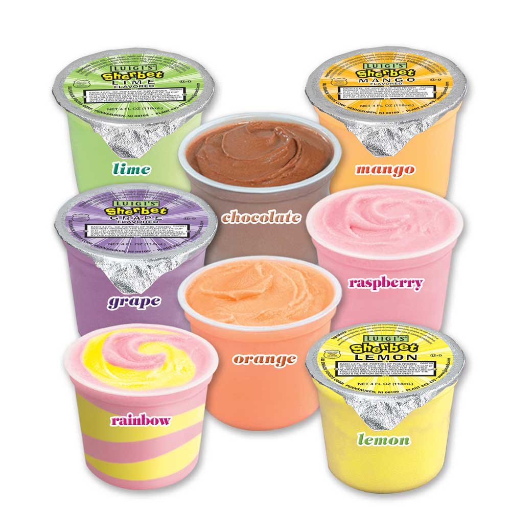 Luigi's Raspberry Sherbet Cup - 4oz Pink Frozen Dessert for Parties, Baking & Everyday Snacking | J&J Snack Foods Disposable Treats