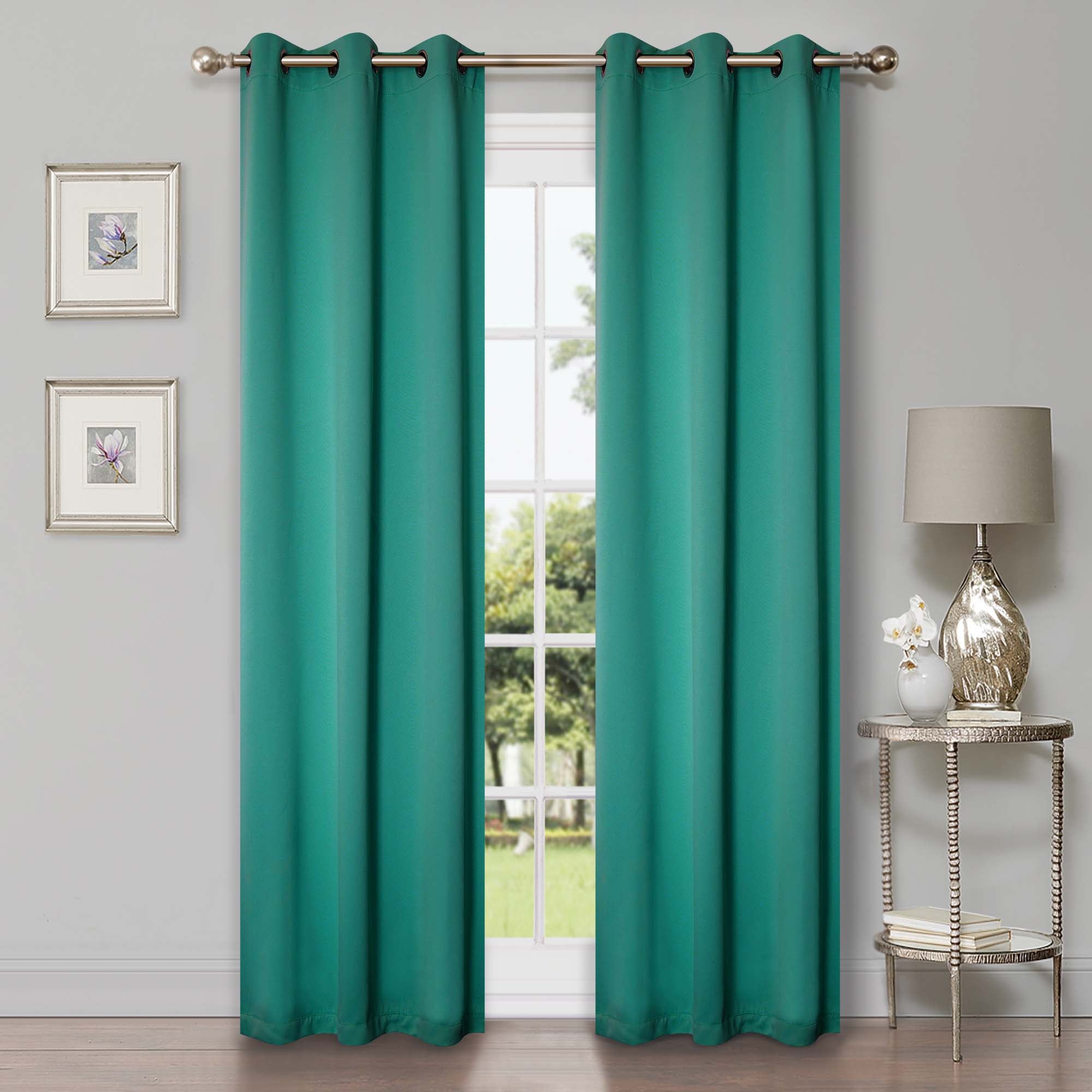 Solid Classic Modern Grommet Blackout Curtain Set - Thermal Insulated Window Drapes for Bedroom & Living Room - Noise Reducing Room Darkening Curtains for Better Sleep