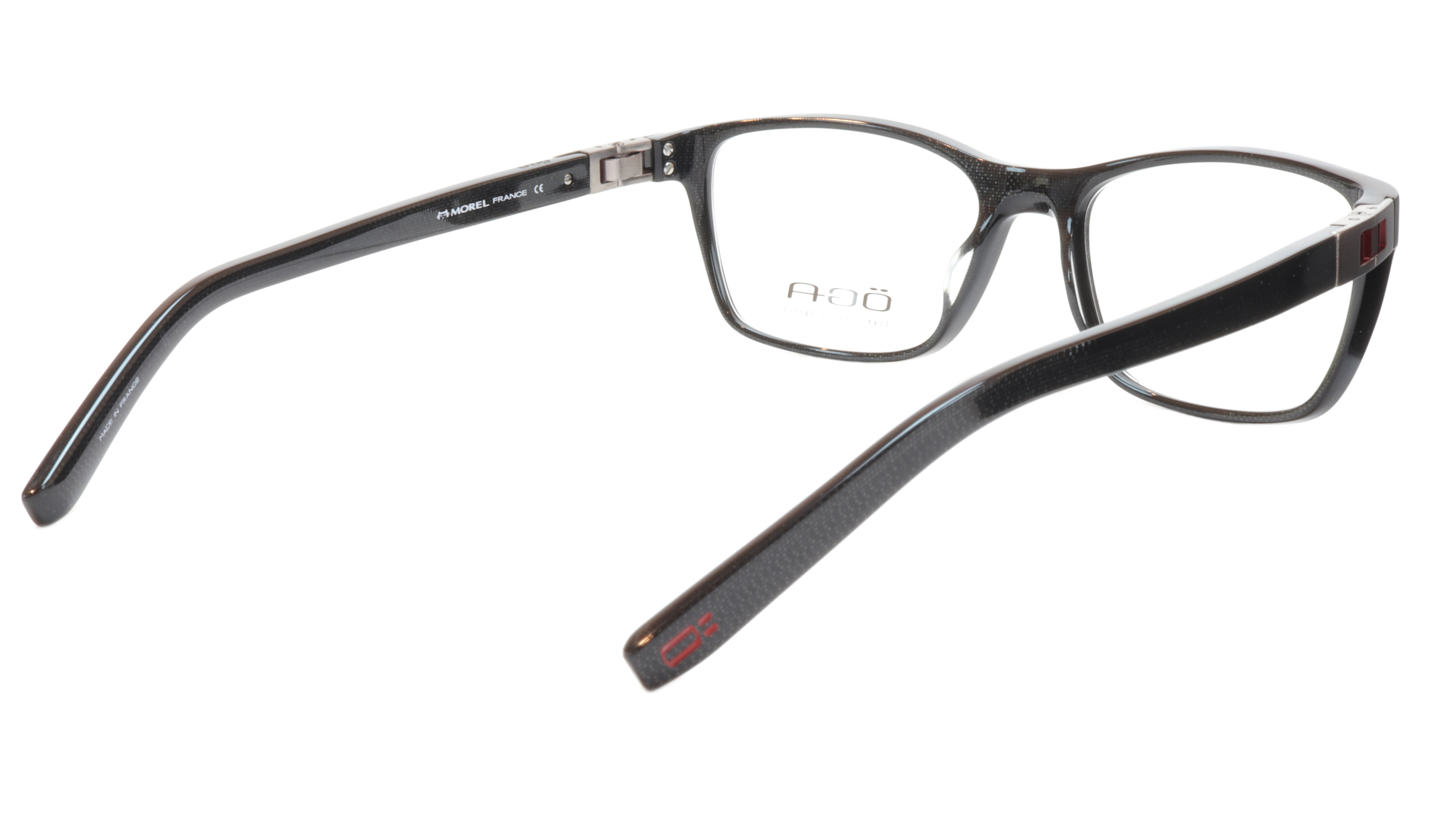 OGA Morel Eyeglasses Frame 73430 NR020 - Acetate Black Red France - 53 17 140, 37 - Stylish & Durable Eyewear for Men & Women - Perfect for Work, Reading & Fashion Accessories