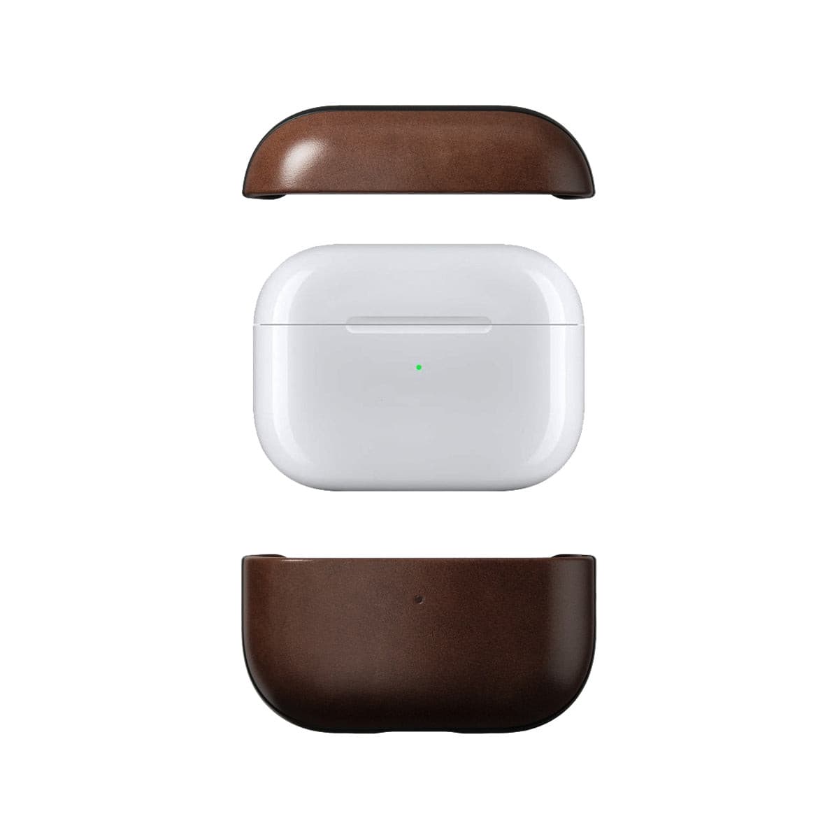 Premium Nomad Modern Leather Case for AirPods Pro 2 - Genuine Rustic Brown Horween Leather - Protective & Stylish Cover for Travel, Work & Everyday Use