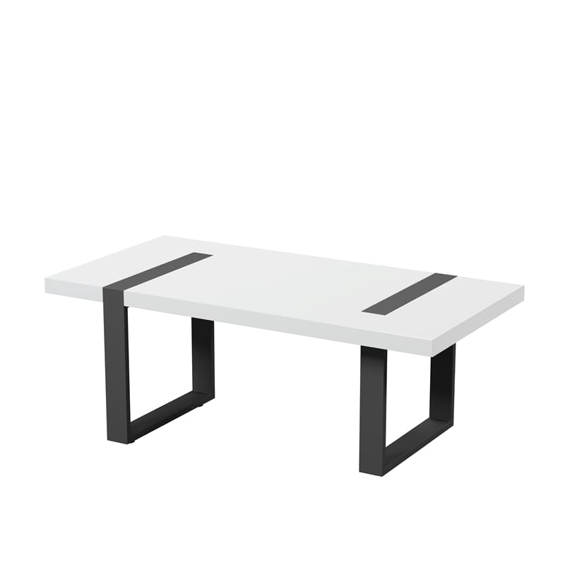 Furniture of America Aryala Modern Metal Coffee Table - Black & White Contemporary End Table for Living Room, Lounge & Office Decor