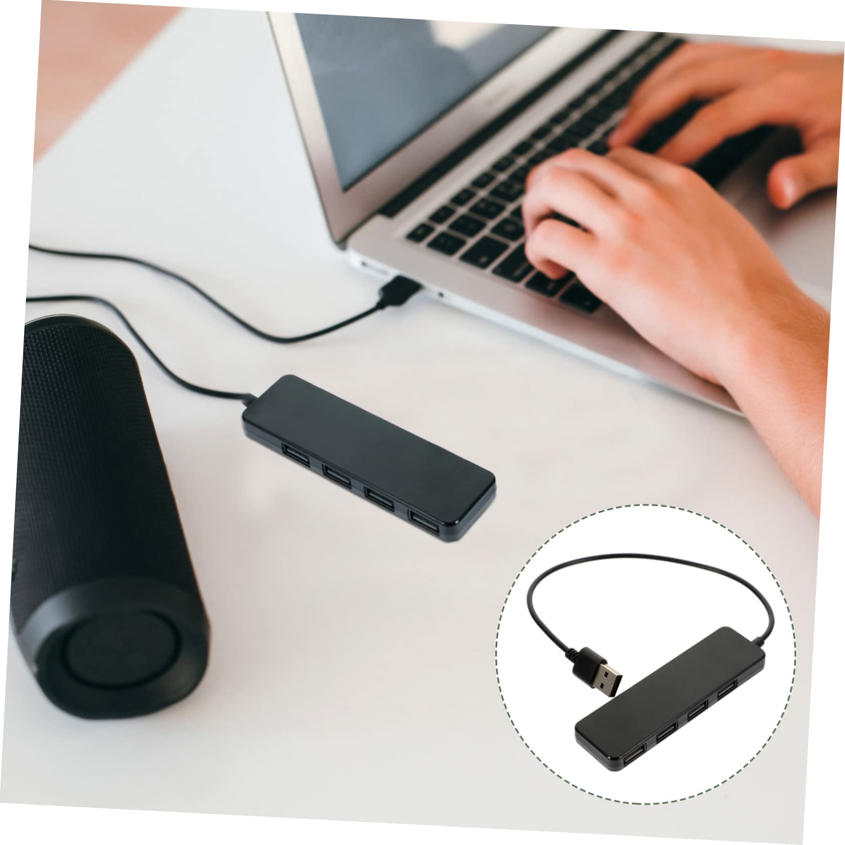 OSALADI 4-Port USB Hub for Laptop - High-Speed USB 2.0 Extension with Data Sync & Charging - Compatible with PC, MacBook, Security Camera, Printer, Keyboard & More - Perfect for Home Office & Gaming Setup