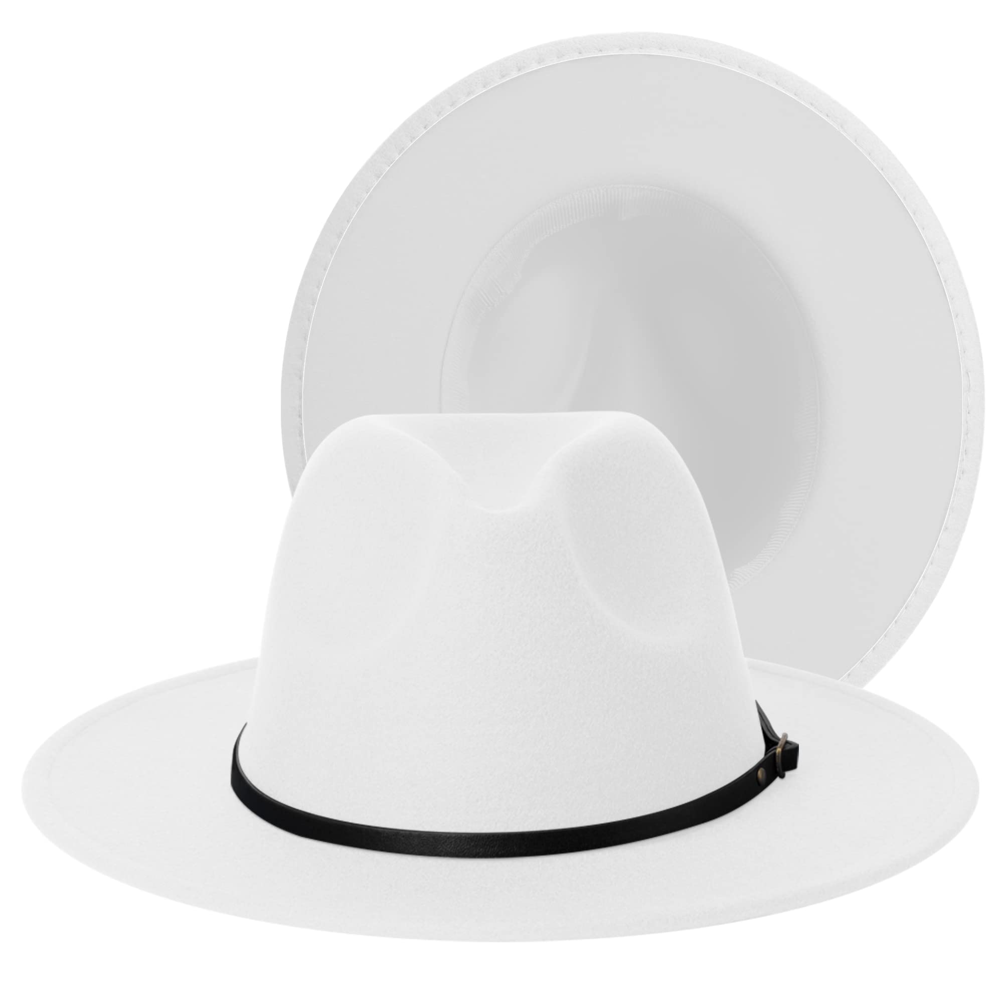 Stylish SAJUZEN Wide Brim Fedora Hat for Women & Men - Premium Felt Hat with Decorative Belt Buckle - Perfect for Outdoor Events, Weddings, and Fashion Accessories