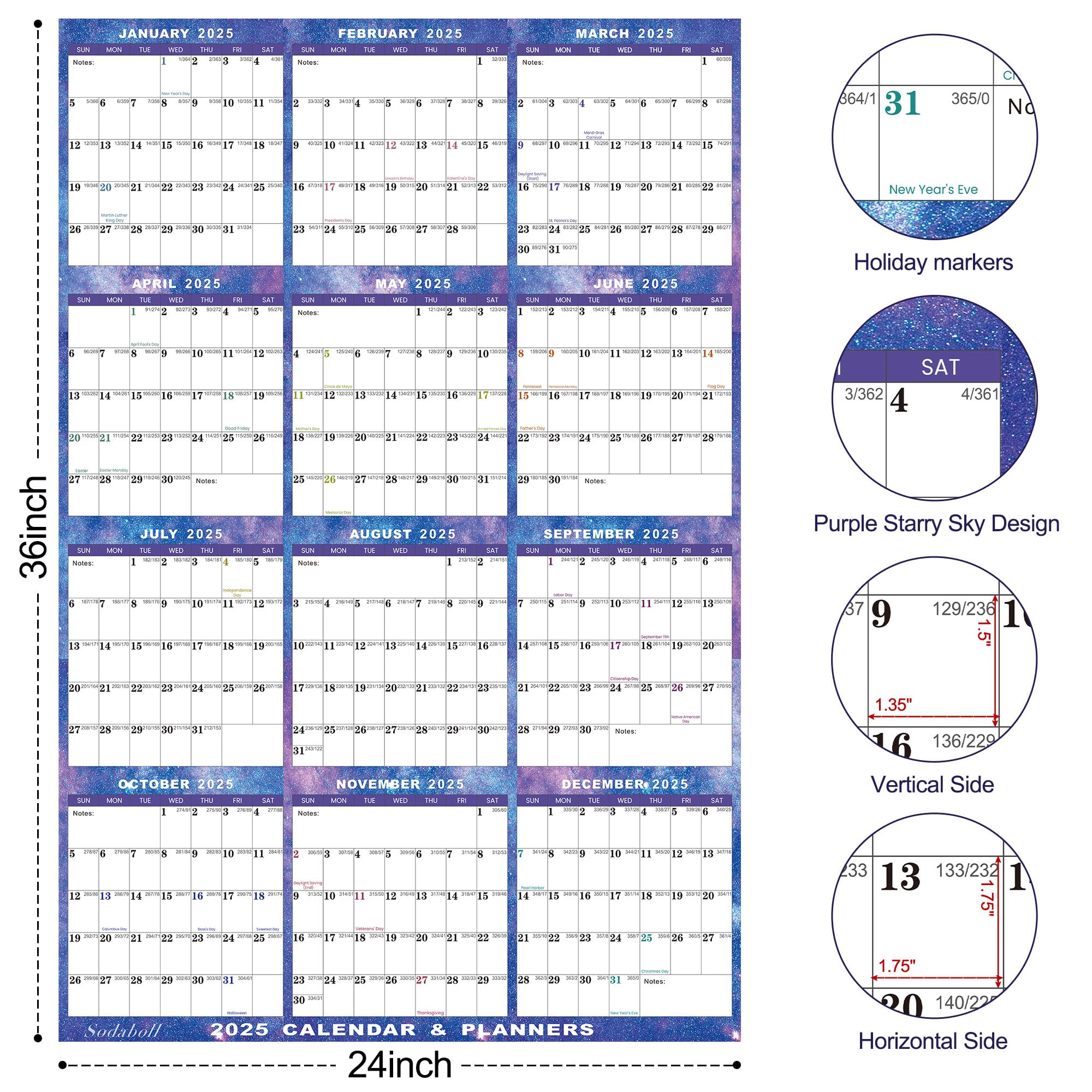 2025 Dry Erase Wall Calendar 24