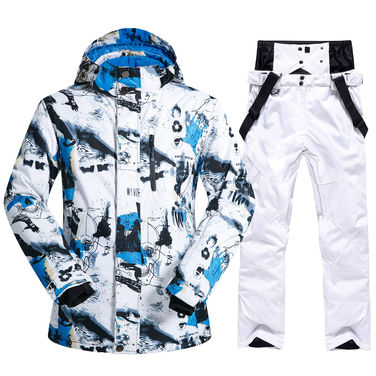 Men's Waterproof Windproof Ski Jacket & Pants Set - Winter Snowboarding Suit with Hood for Cold Weather | Perfect for Skiing, Snowboarding & Outdoor Winter Sports
