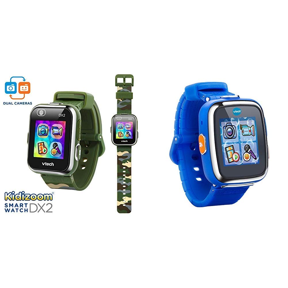 VTech KidiZoom Smartwatch DX2 Camouflage & DX Royal Blue - Kids Smart Watch with Camera, Games & Parental Controls - Perfect for Boys & Girls Ages 4-12 - Great for Playtime, Learning & Outdoor Adventures