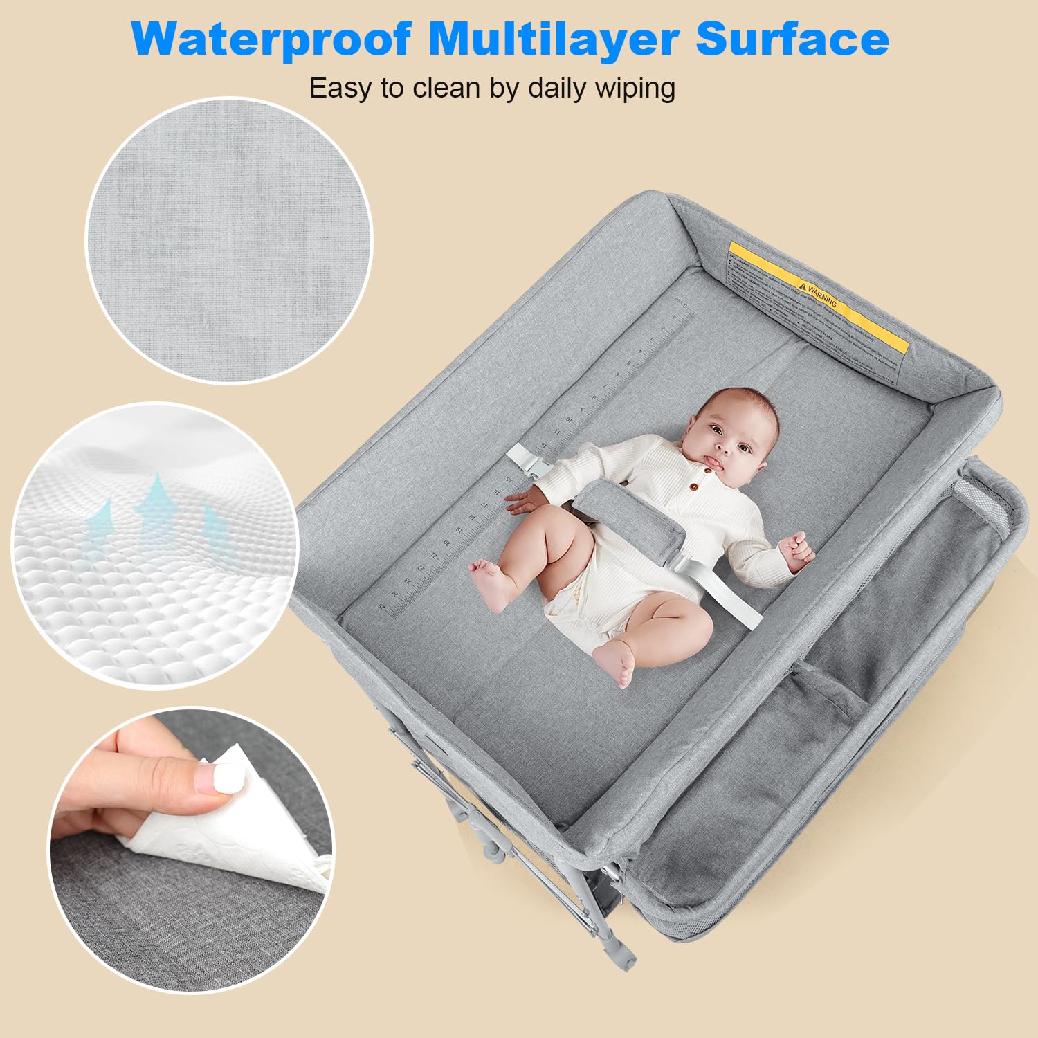 Portable Baby Changing Table with 2 Storage Baskets - Adjustable Height Waterproof Diaper Changing Station for Nursery, Travel & Home Use - Folding Mobile Changing Table for Newborns & Infants