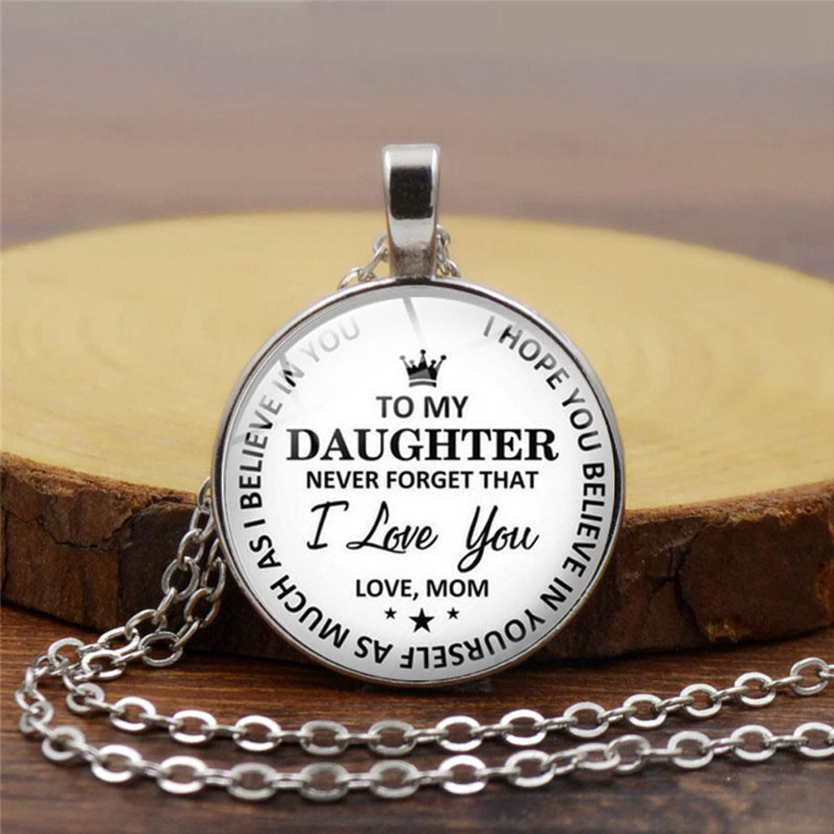 Elegant Silver Necklace for Daughter - Heartfelt Gift from Mom | Personalized 'To My Daughter' Pendant Jewelry for Women & Girls | Perfect Christmas, Birthday & Graduation Present | Ideal for Special Occasions & Everyday Wear