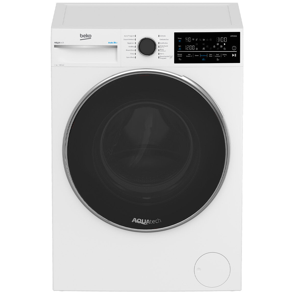 Beko BFLB124ADW 12kg Front Load Washing Machine with AutoDose, WiFi Connectivity & Steam Function - 5 Year Warranty - Perfect for Smart Homes & Large Families