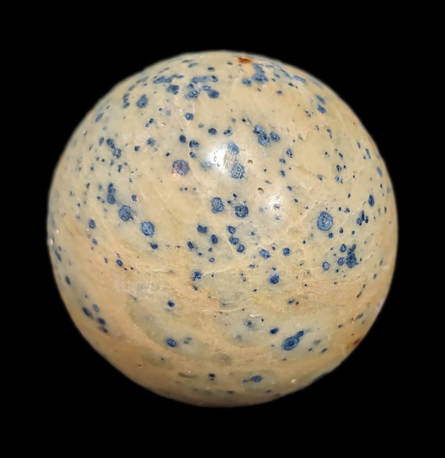 Natural Blue Dalmatian Stone Sphere - Healing Crystal for Meditation, Reiki, and Home Decor - Perfect for Spiritual Gifts and Energy Balancing