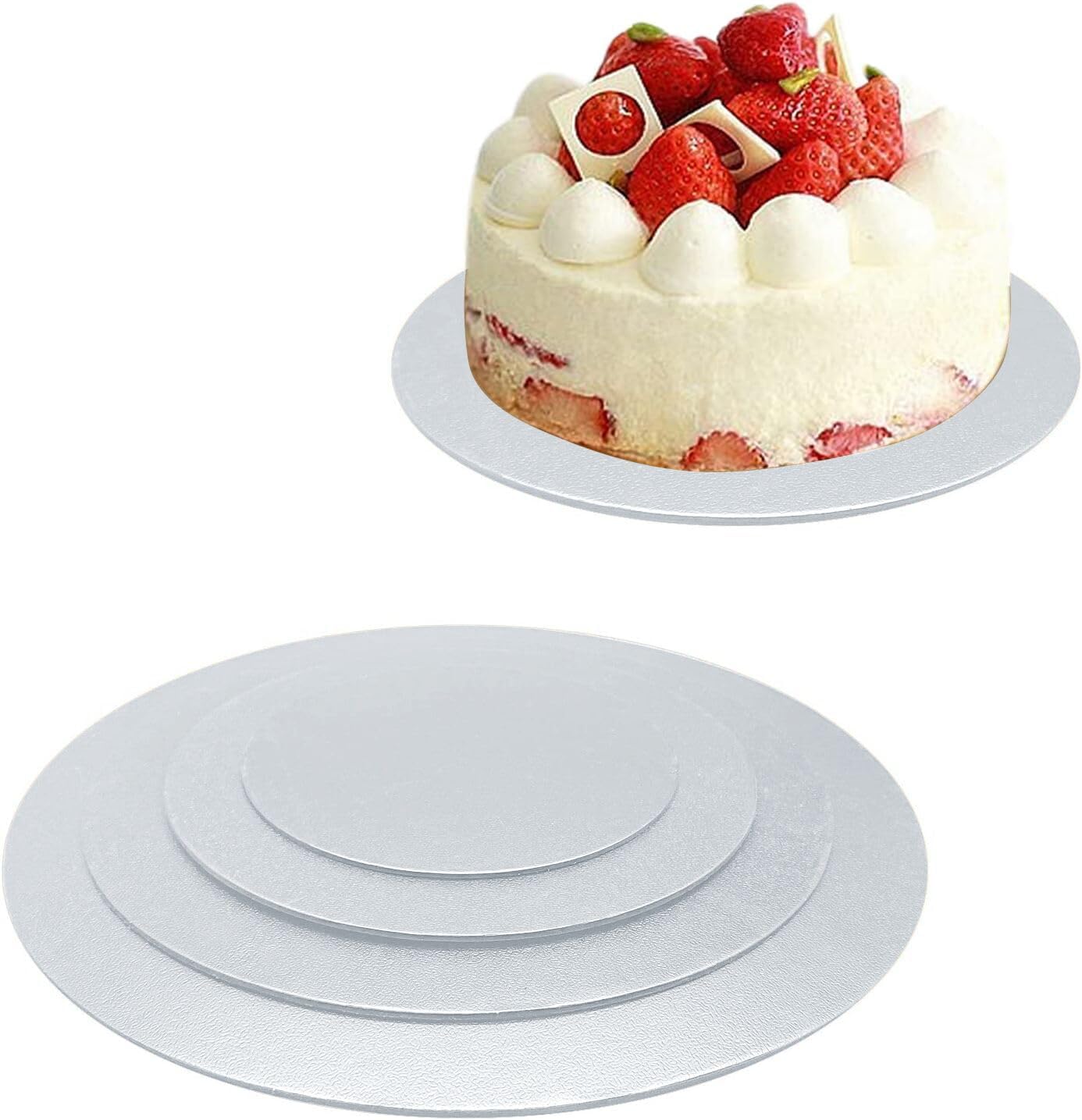 GOIIO 4-Piece Round Cake Boards Set - 6, 8, 10, 12 Inch Golden Cardboard Cake Circles for Baking, Decorating & Serving - Perfect for Birthday Cakes, Wedding Cakes & Dessert Displays
