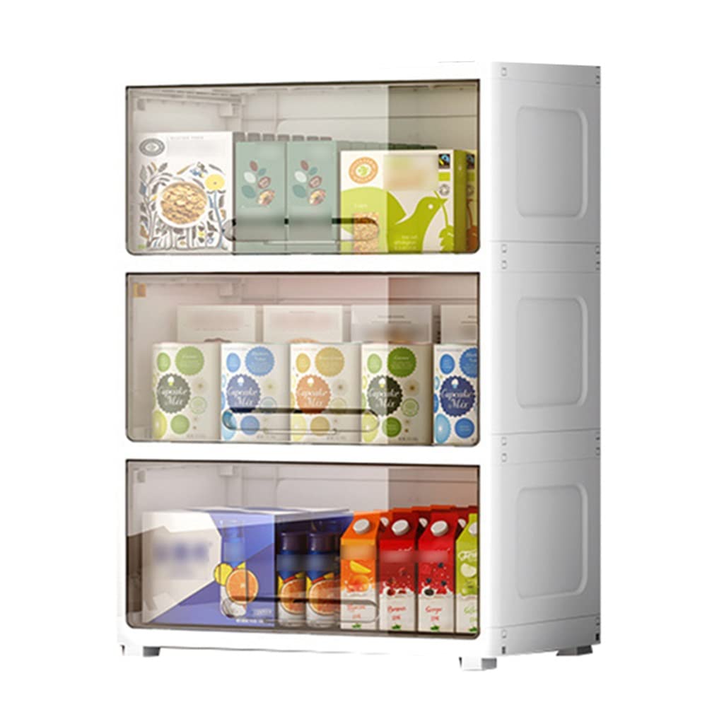 180-Degree Open Transparent Stackable Plastic Storage Bins with Lids - 2-Piece Set (Clear White 3-Layer) | Space-Saving Organizer for Living Room, Bedroom & Kids Room | Perfect for Toys, Clothes & Home Organization