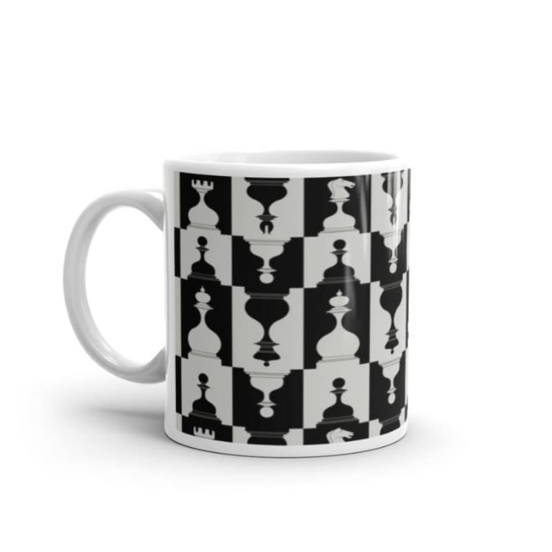 RISH Ceramic Coffee & Tea Mug 350ml with Chess Design - Perfect for Office, Home, or Gifts - Elegant Chess Name Printed Cup for Hot & Cold Beverages