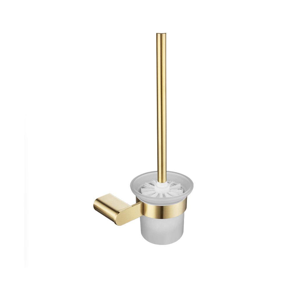 Stainless Steel Wall Mounted Toilet Brush and Holder Set - Gold Bathroom Cleaning Tool with Creative Glass Design | Perfect for Modern Home, Hotel & Restroom Hygiene Maintenance