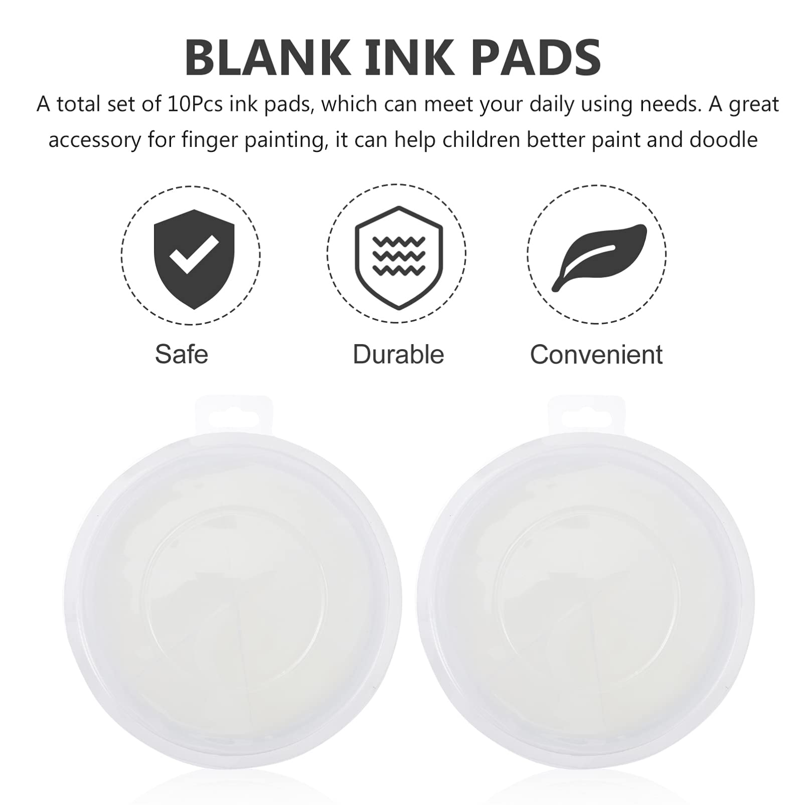 EXCEART 10-Pack Jumbo Blank Ink Pads for Finger Painting & Stamping - Round Colorless Rubber Oil Stamp Pads for Kids, DIY Crafts, Scrapbooking & Art Projects