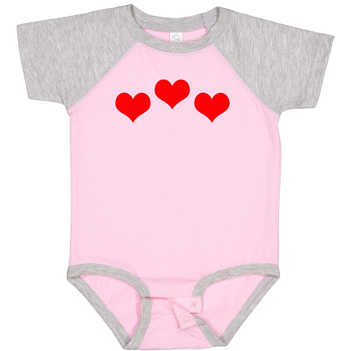 Inktastic 3 Red Hearts Baby Bodysuit - Soft Cotton Onesie for Newborns & Infants - Perfect for Valentine's Day, Family Photos & Everyday Wear