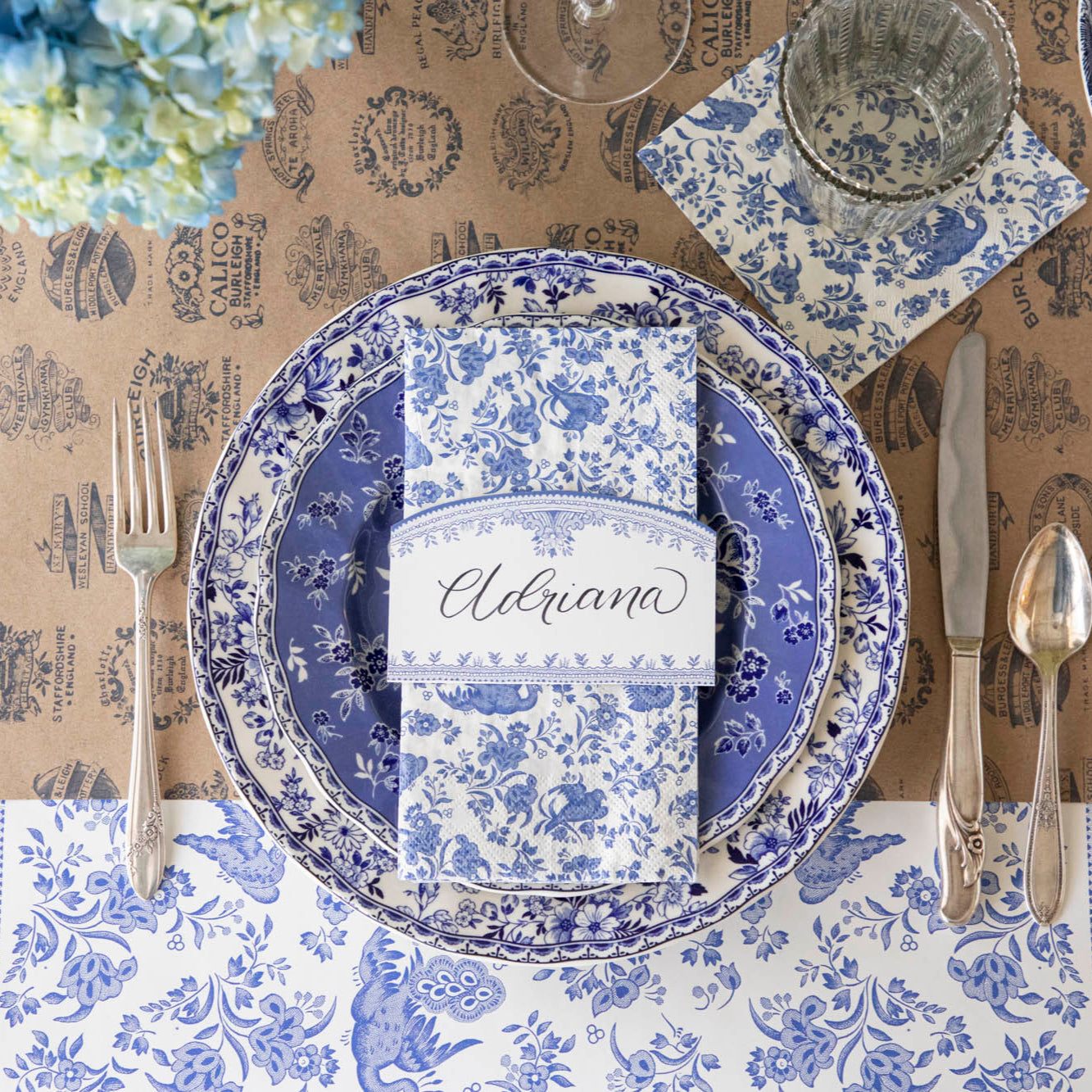 Burleigh Blue Place Card - Elegant Wedding & Event Name Cards for Table Settings - Perfect for Weddings, Dinner Parties & Special Occasions