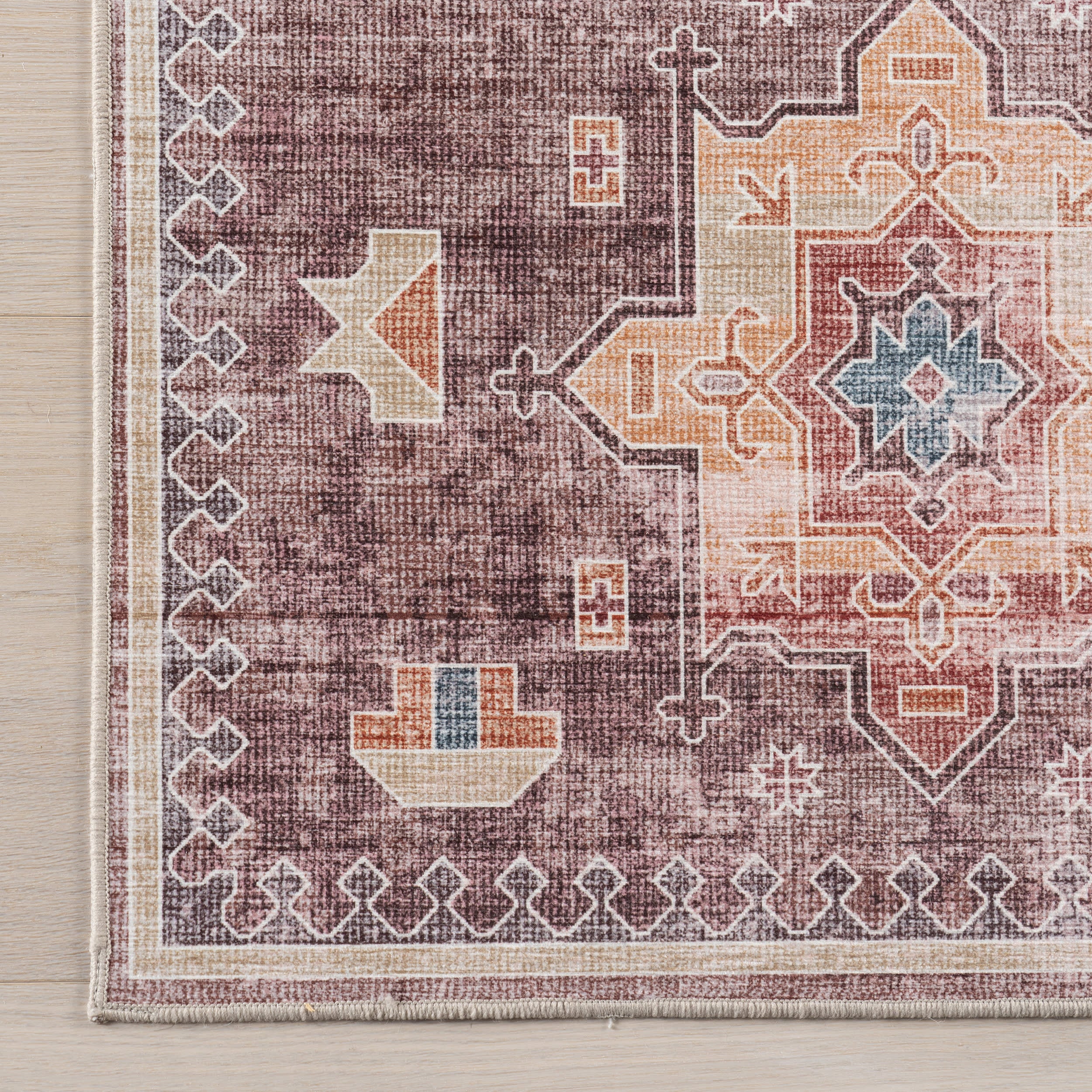 Araya Spill Proof Washable Rug - Non-Slip, Stain Resistant, Machine Washable Brown Area Rug for Living Room, Bedroom, Kitchen & High Traffic Areas