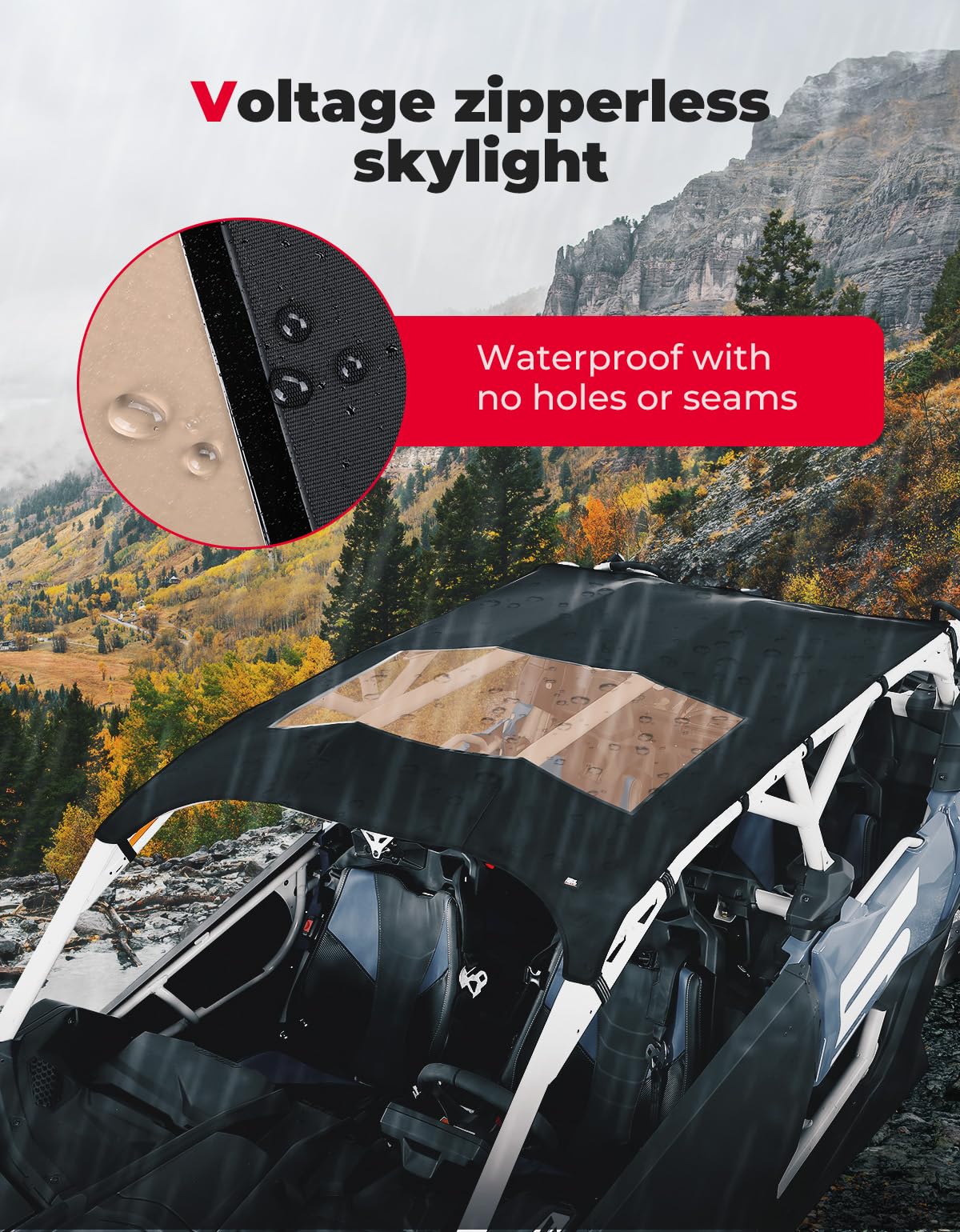 KEMIMOTO X3 Max Roof Wind Deflector & Sun Visor - Waterproof, Friction-Resistant Bimini Top for Can-Am Maverick X3 Max (2017-2025 4-Seat Models) - Perfect for Off-Roading, Beach Trips & Outdoor Adventures