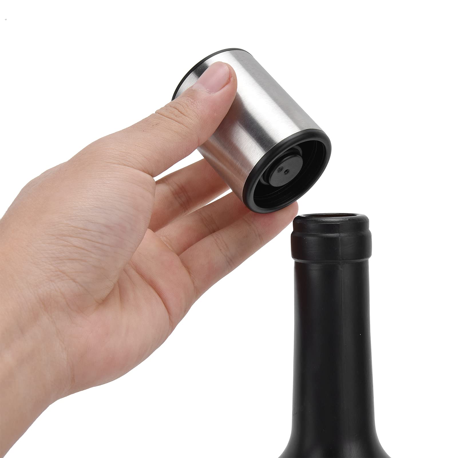 Premium Stainless Steel & Silicone Wine Stopper - Airtight Wine Preserver for Red, White & Sparkling Wines - Perfect for Home, Parties, Bars & Gifts for Wine Lovers
