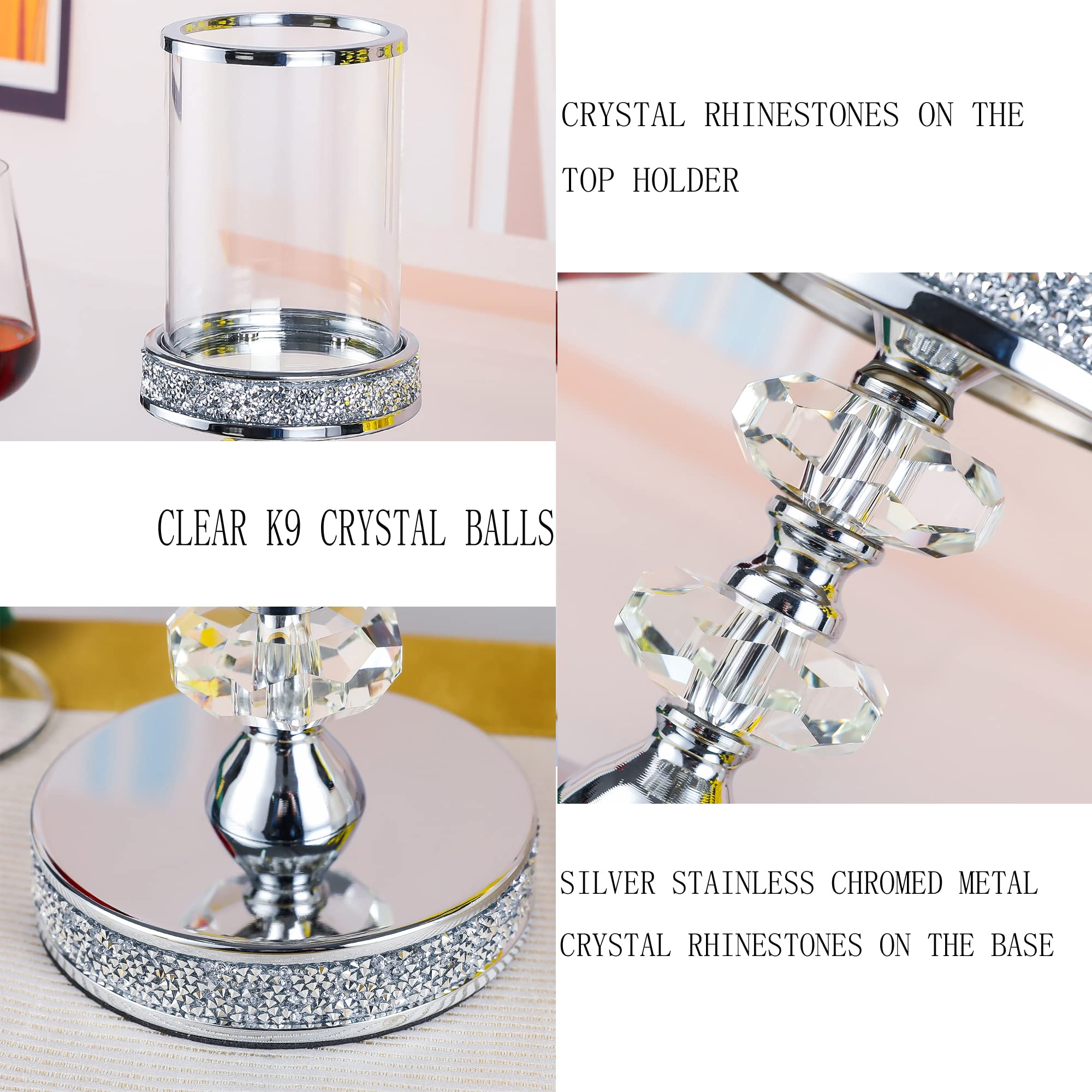 Elegant Crystal Pillar Candle Holders for Home Decor - Wedding & Event Centerpieces, Coffee Table Candlesticks (Set of 2) - Perfect for Romantic Dinners, Spa Relaxation, and Holiday Decorations