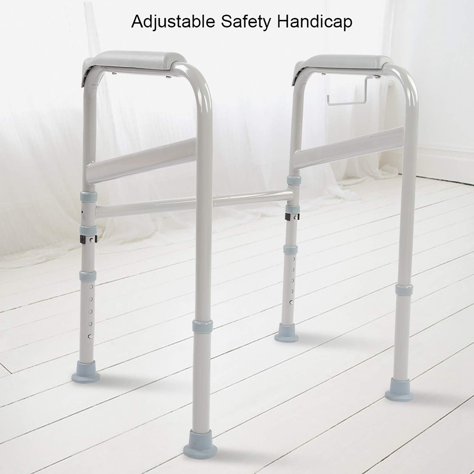 Ejoyous Adjustable Height Toilet Safety Rail (65-86cm) - Non-Slip Bathroom Handrail for Elderly & Disabled - Waterfall Design Armrest for Home Use - Perfect for Bathroom Safety & Mobility Assistance