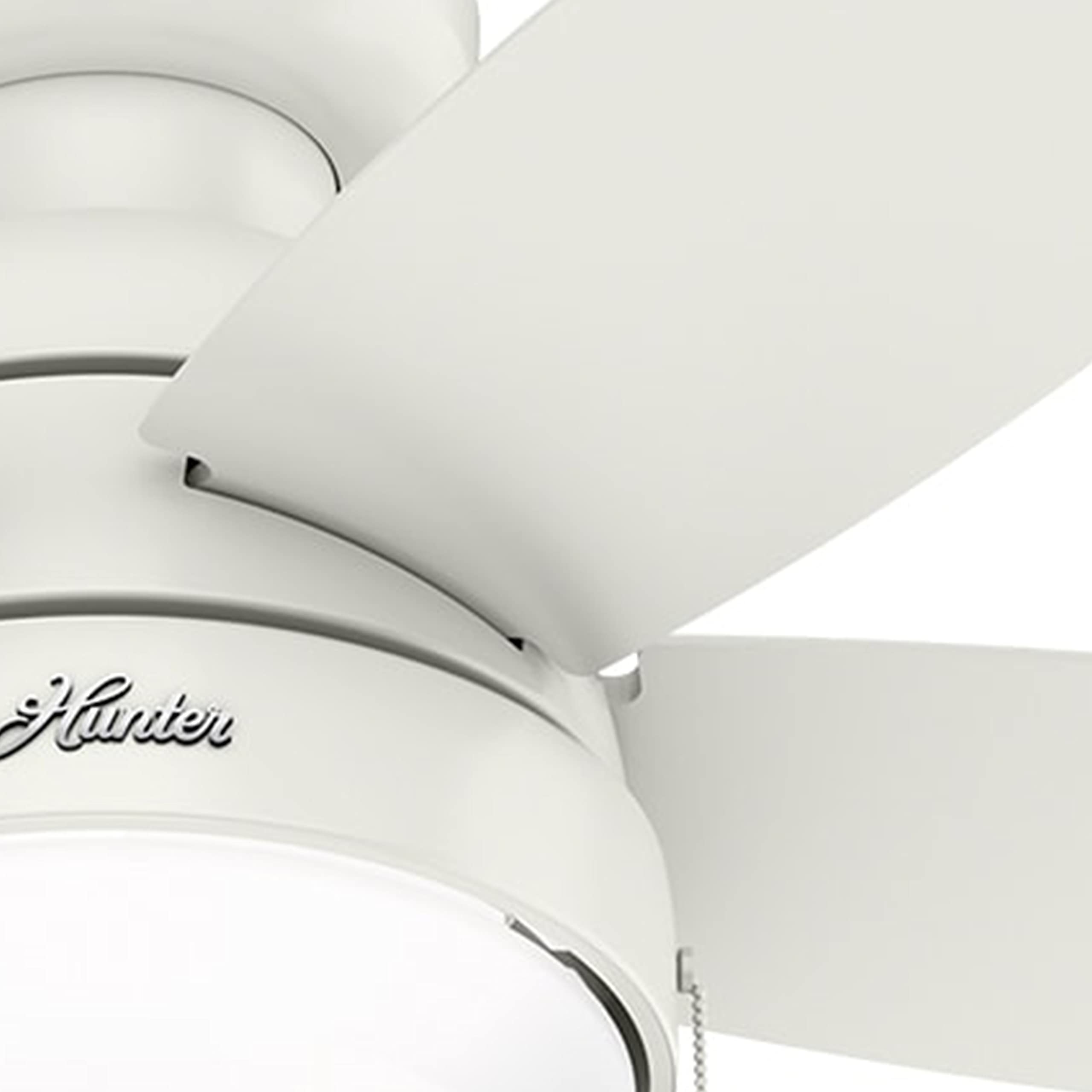 Hunter Fan 44 Inch Low Profile Fresh White Ceiling Fan with LED Light Kit - Indoor/Outdoor Use, Pull Chain Control - Perfect for Bedroom, Living Room, Patio & Covered Porch (Renewed)