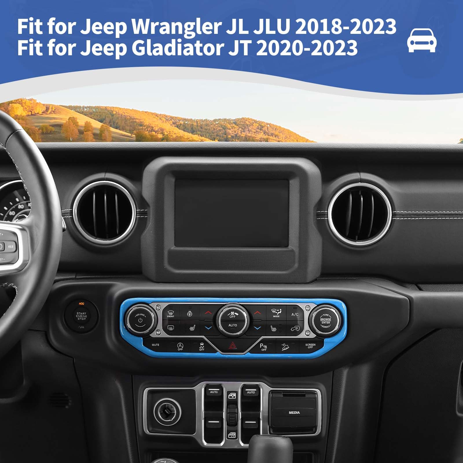 RT-TCZ Baby Blue AC Switch Cover Trim Frame for Jeep Wrangler JL/JLU/Gladiator JT (2018-2023) - Interior Dashboard Accessories | Perfect for Customizing & Protecting Your Jeep's Center Console