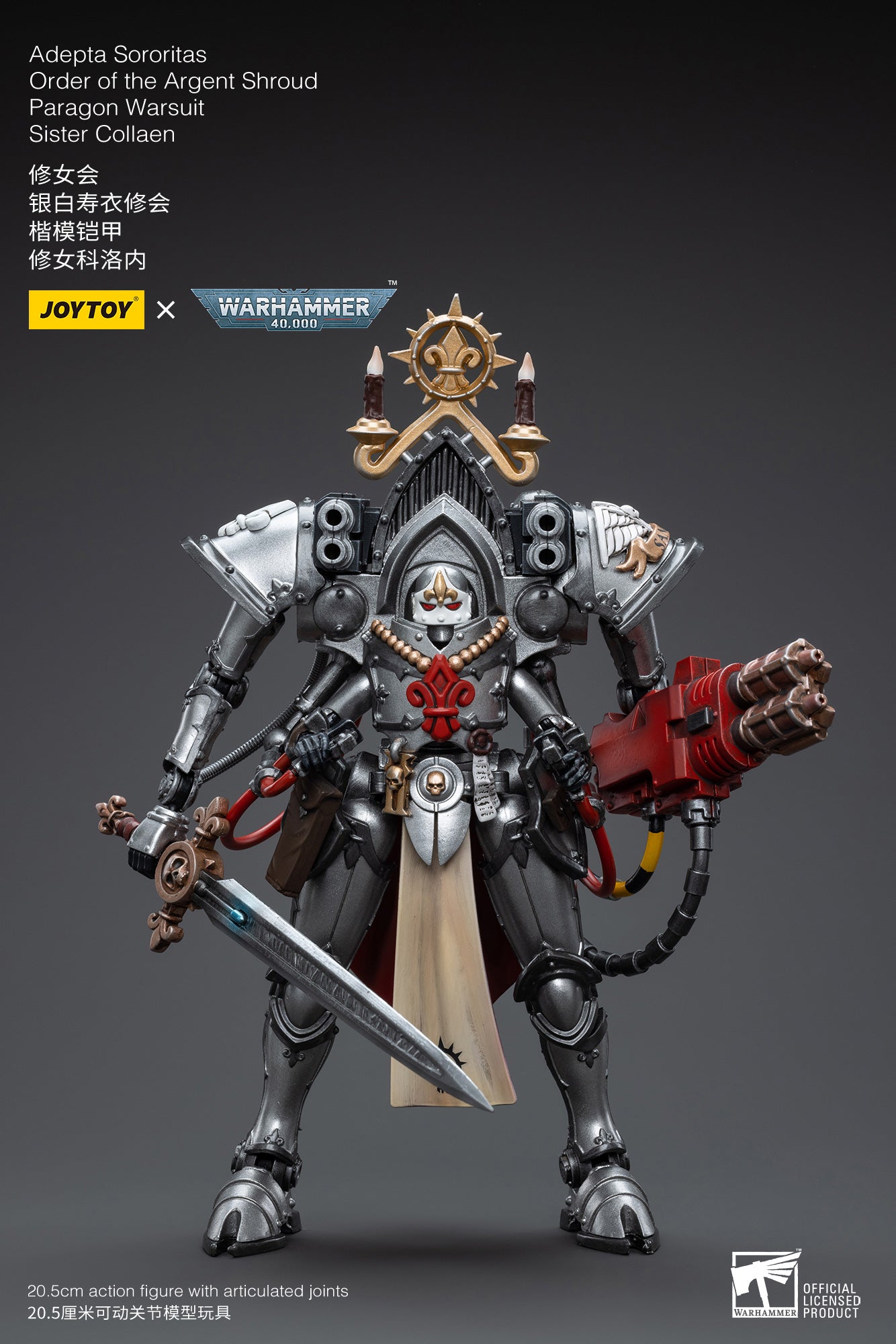 1/18 JOYTOY Warhammer 40K Adepta Sororitas Order of the Argent Shroud Paragon Warsuit Sister Collaen Action Figure - Collectible Model for Warhammer Fans & Tabletop Gaming Scenes