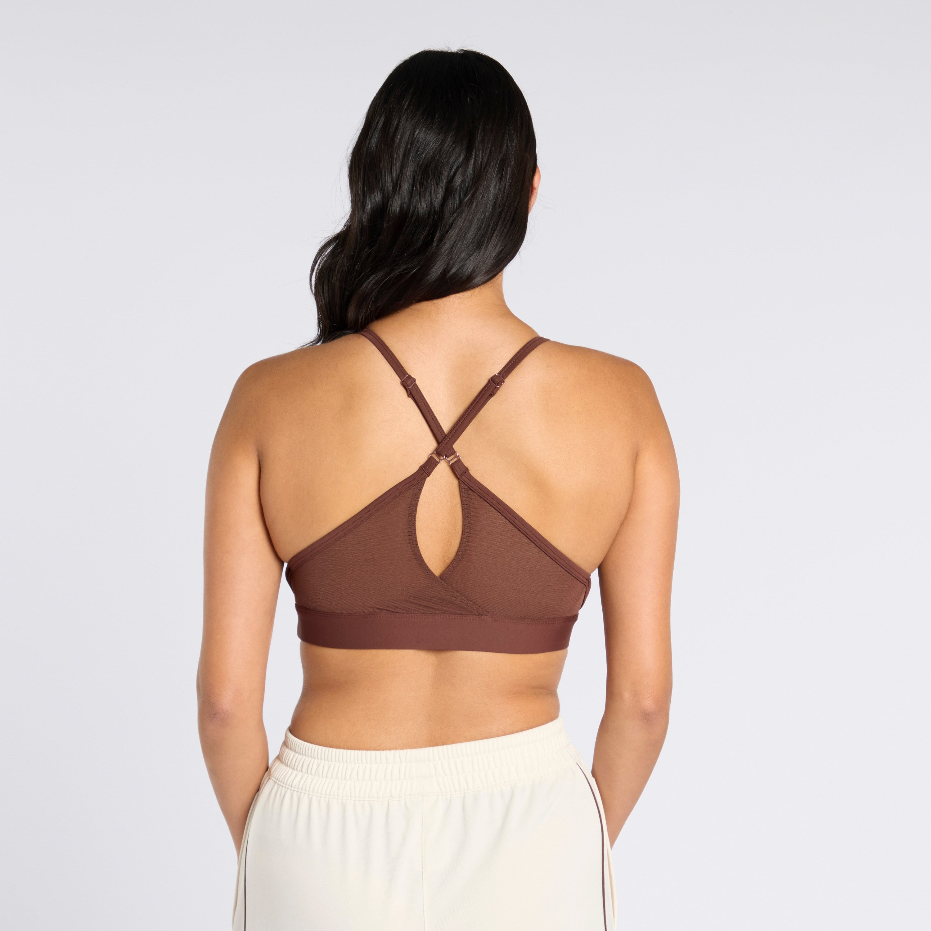 Luxury Strappy Sports Bra for Women - Unearthed Brown - High Support Workout Top for Yoga, Running & Gym