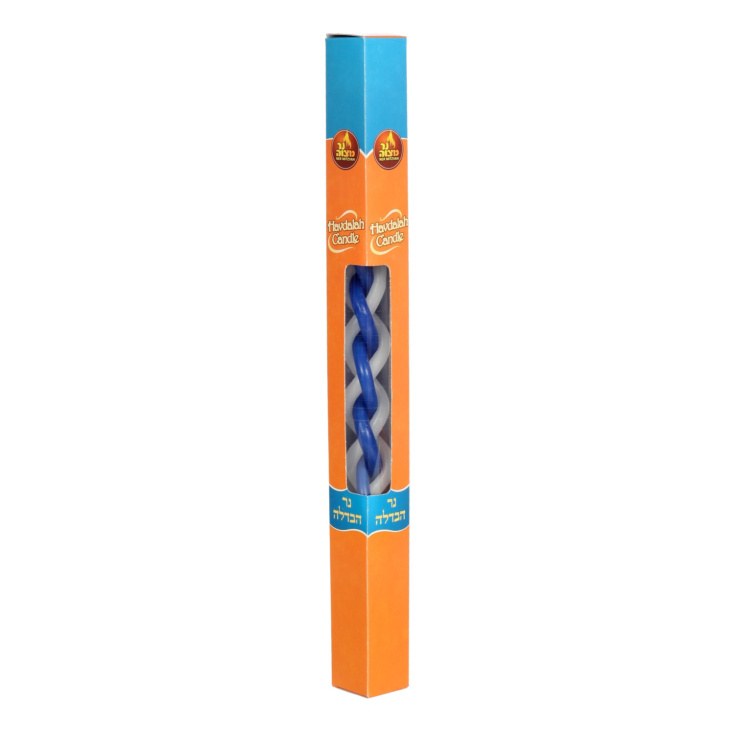 Blue & White Round Havdalah Candle - 1 Count for Jewish Shabbat & Holiday Ceremonies - Handmade Beeswax Candle for Spiritual Blessings & Home Decor
