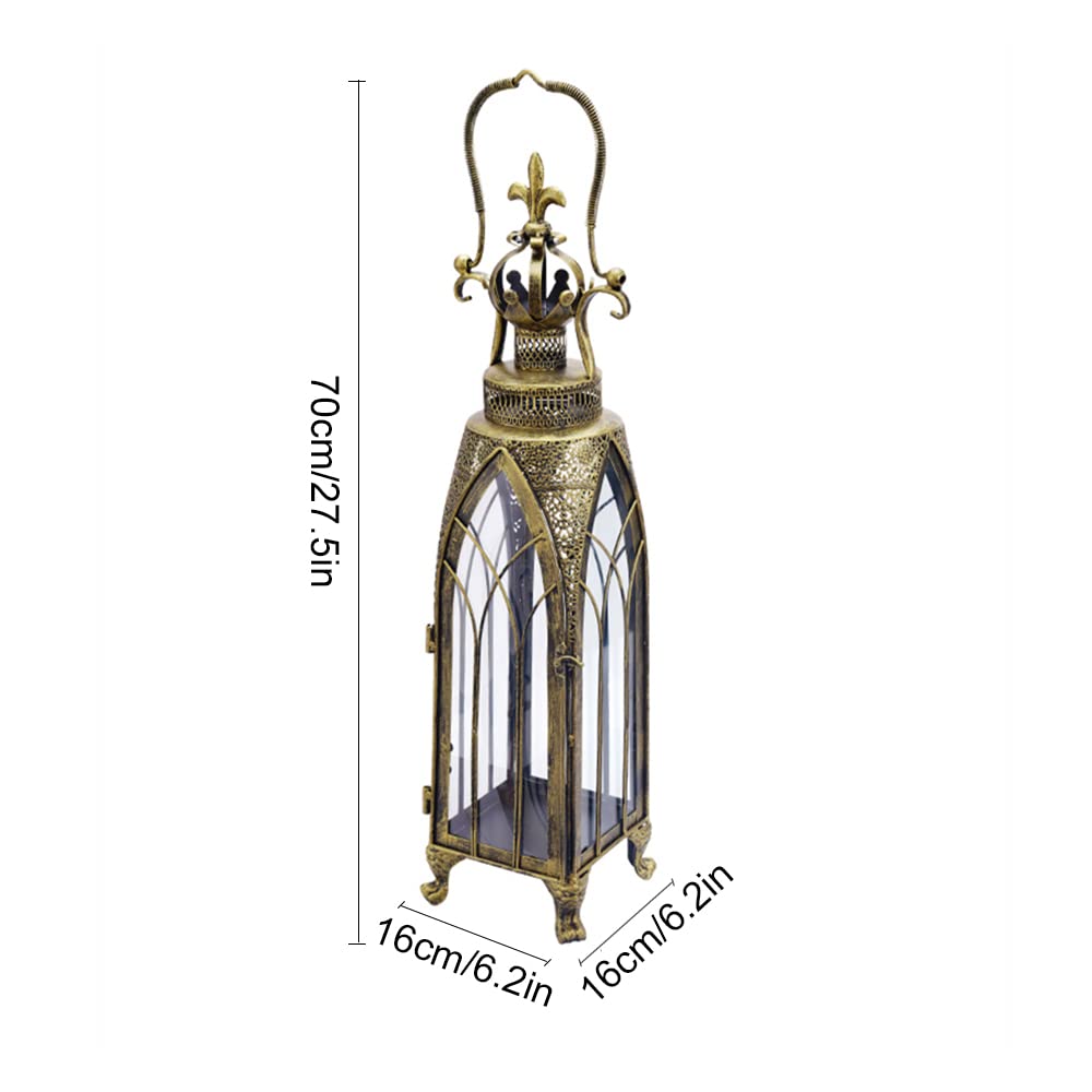 27.5 Inch Large Farmhouse Metal Hanging Candle Lantern with Clear Glass - Rustic Home Decor for Living Room, Garden, Patio, Wedding & Outdoor Events