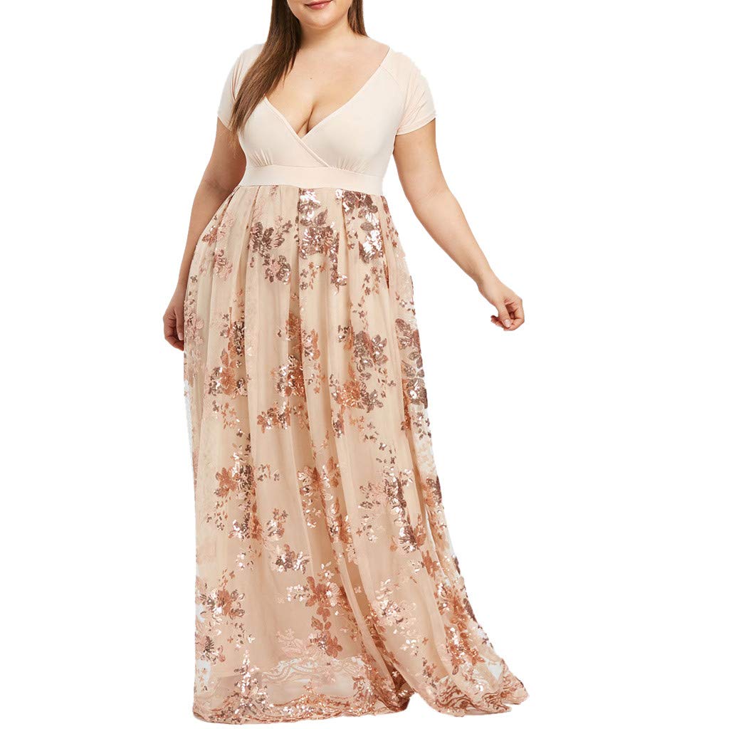 Plus Size Summer Maxi Dress for Women - Elegant Lace Casual Long Dress in Solid Colors for Wedding Guest, Evening Cocktail & Special Occasions