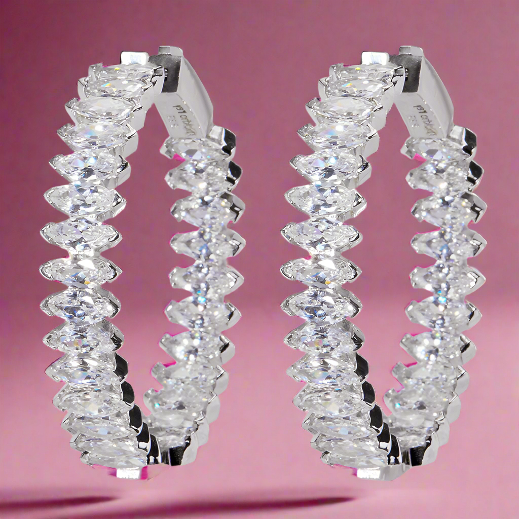 Elegant Marquise Hoop Earrings for Women - 14K Gold Plated Dangle Drop Earrings for Daily Wear & Special Occasions