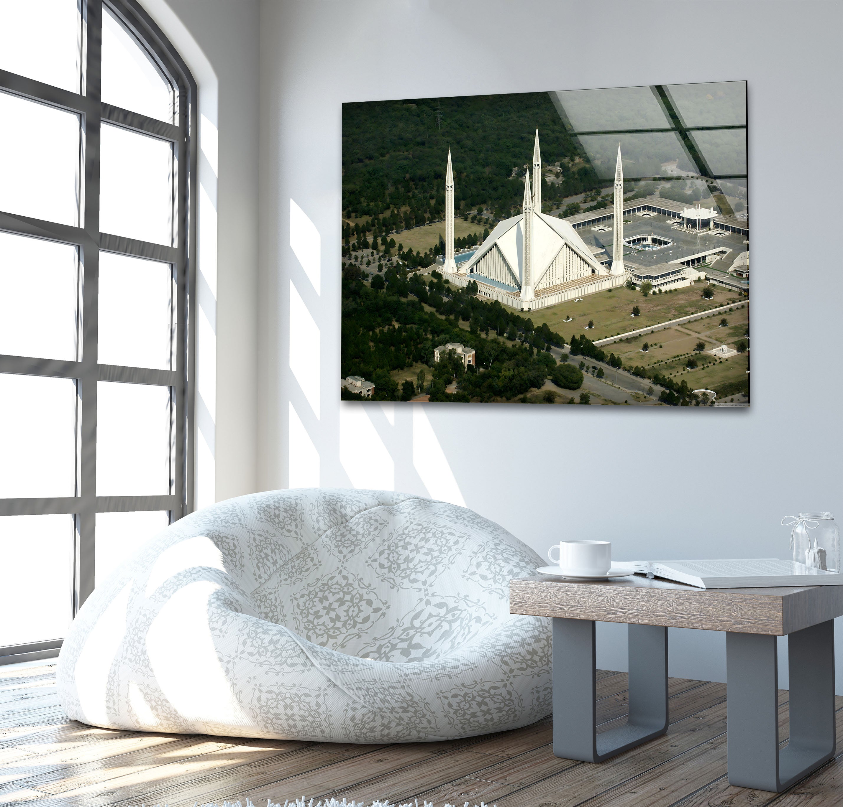 Stunning Aerial View Glass Wall Art - Iconic Landmark Panoramic Print - Perfect for Living Room, Office & Home Decor