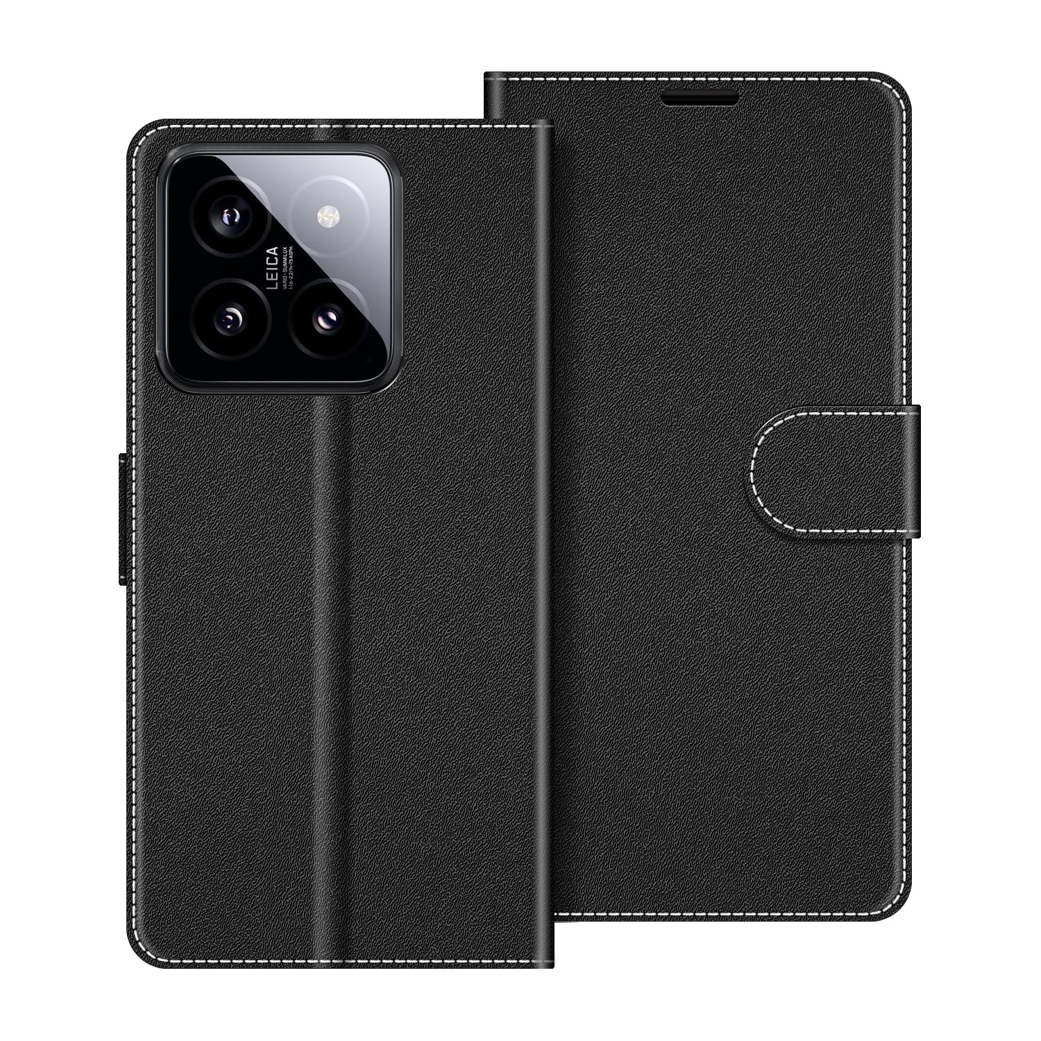 Premium Xiaomi 14 Leather Flip Phone Case - Slim Protective Wallet Cover with Card Holder (Black) | Perfect for Business Professionals & Daily Commuters