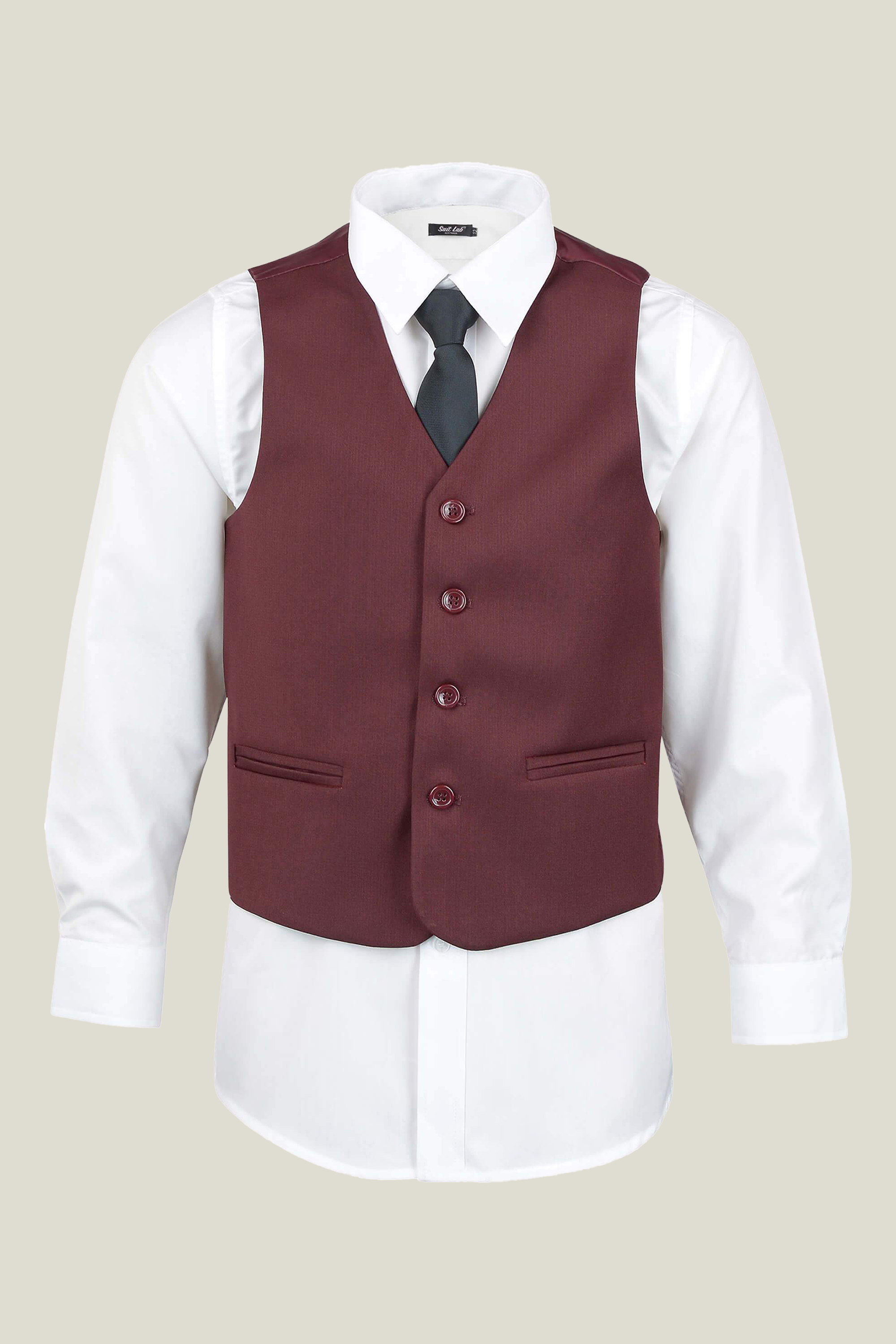 Boys Duke of Burgundy Vest - Elegant Formal Waistcoat for Kids - Perfect for Weddings, Parties & Special Occasions