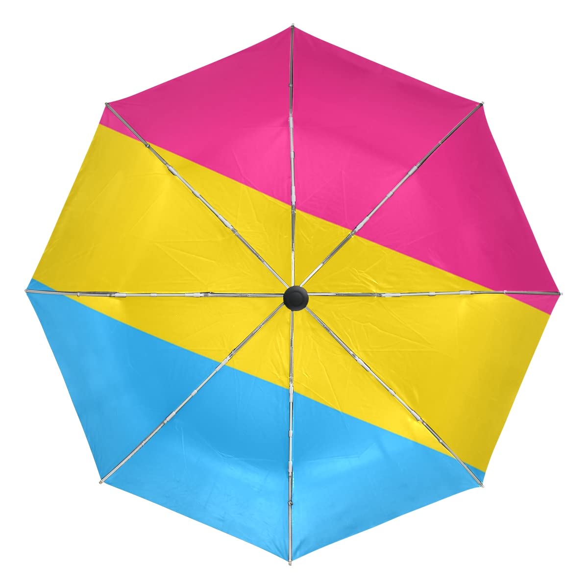 American Gay Pride Flag Windproof Folding Umbrella - Black Glue Coated Automatic Open/Close Compact Umbrella for Men & Women | Perfect for Pride Parades, Outdoor Events & Rainy Days