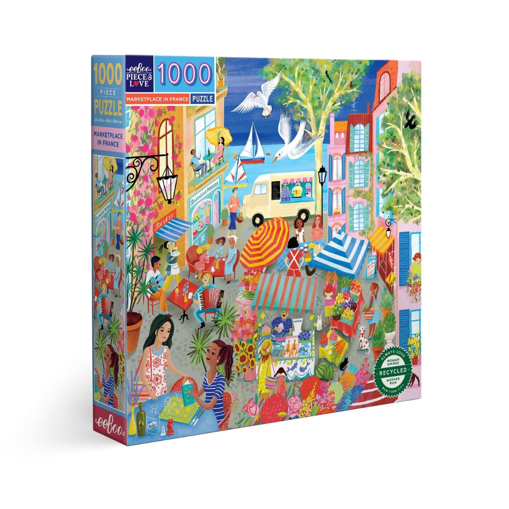eeBoo 1000 Piece Jigsaw Puzzle - Colorful French Marketplace Scene for Adults & Families | Perfect for Relaxation, Home Decor & Gift Giving