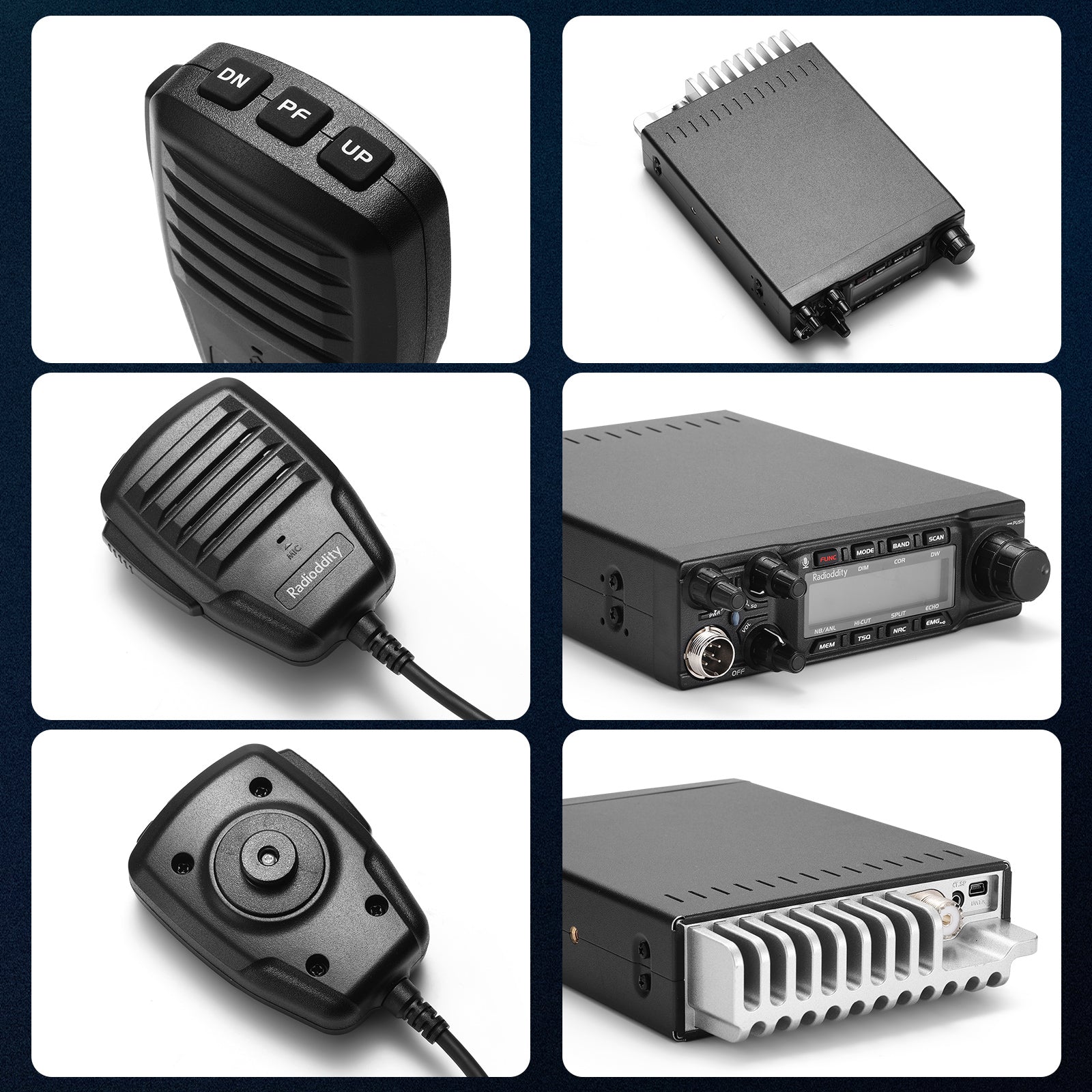 Radioddity QT80 10 Meter Ham Radio - 80W High Power, FM/AM/SSB/CW/PA Modes, Noise Reduction & Microphone Gain - Ideal for Truckers, Off-Roading & Emergency Communication