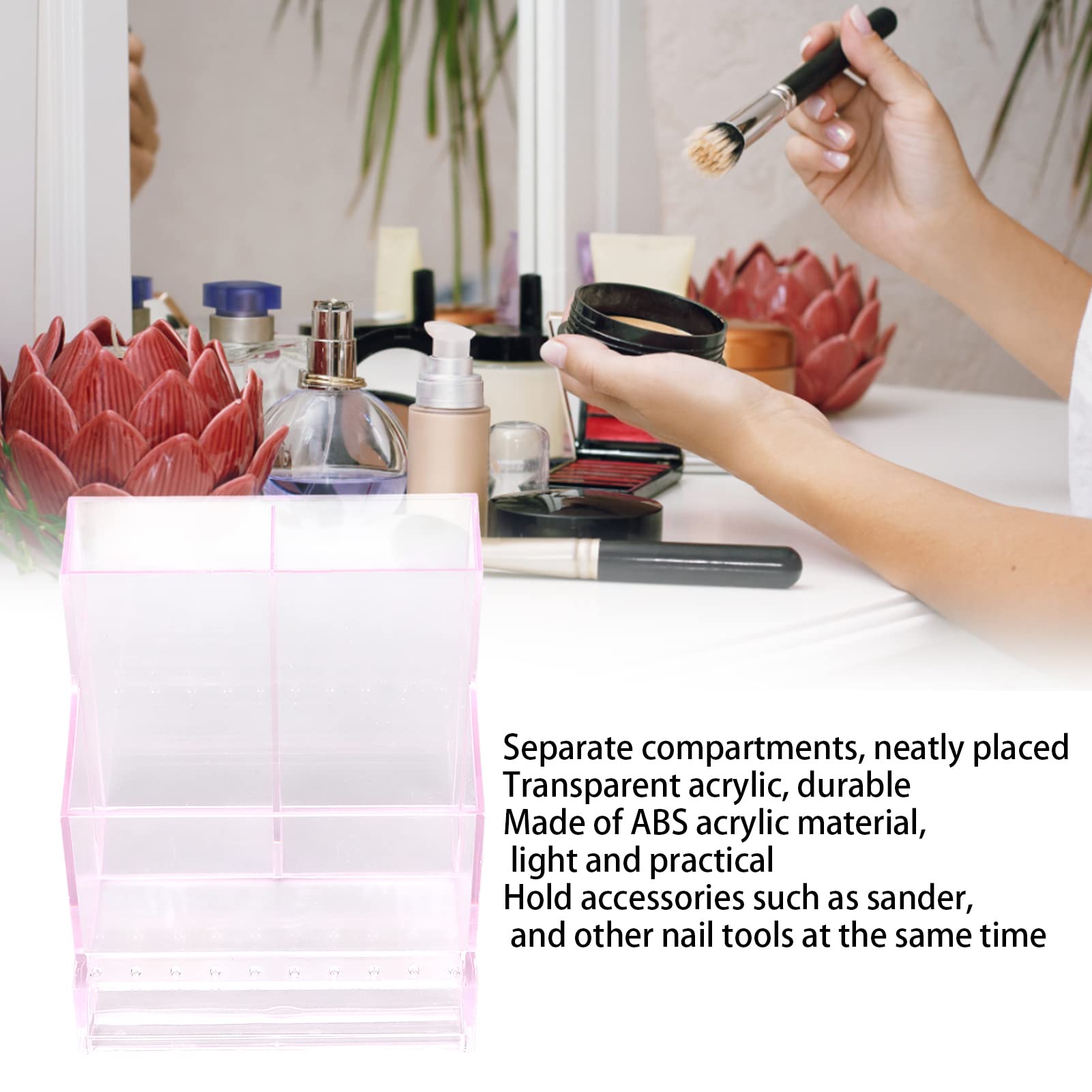 **Pink Nail Drill Bits Holder & Organizer - Storage Box for Manicure Tools, Nail Drill Bits Stand, and Polishing Heads Display Case - Perfect for Salon, Home, or Travel Use**