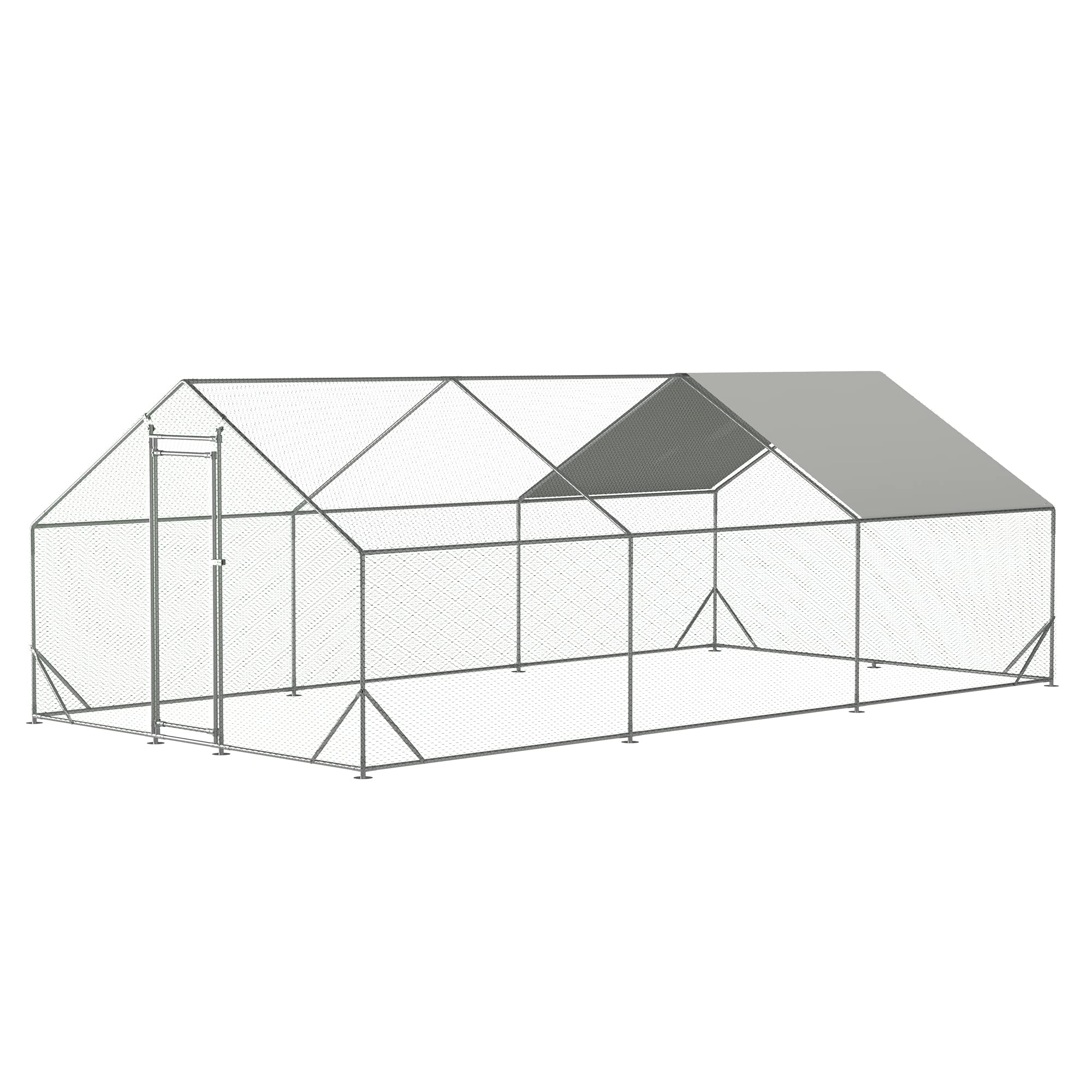 10x20ft Walk-In Chicken Coop - Large Metal Poultry Cage with Waterproof UV-Resistant Cover for Hens, Ducks & Rabbits | Durable Backyard Farm Enclosure (6.56'H) for Garden & Homestead Use