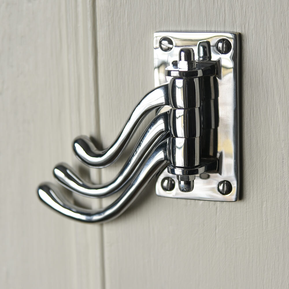 3-Pack Chrome Triple Swivel Hooks - Heavy Duty Rotating Hooks for Hanging Plants, Kitchen Utensils, Bathroom Towels & Home Organization - Perfect for Garage, Pantry, RV and Closet Storage